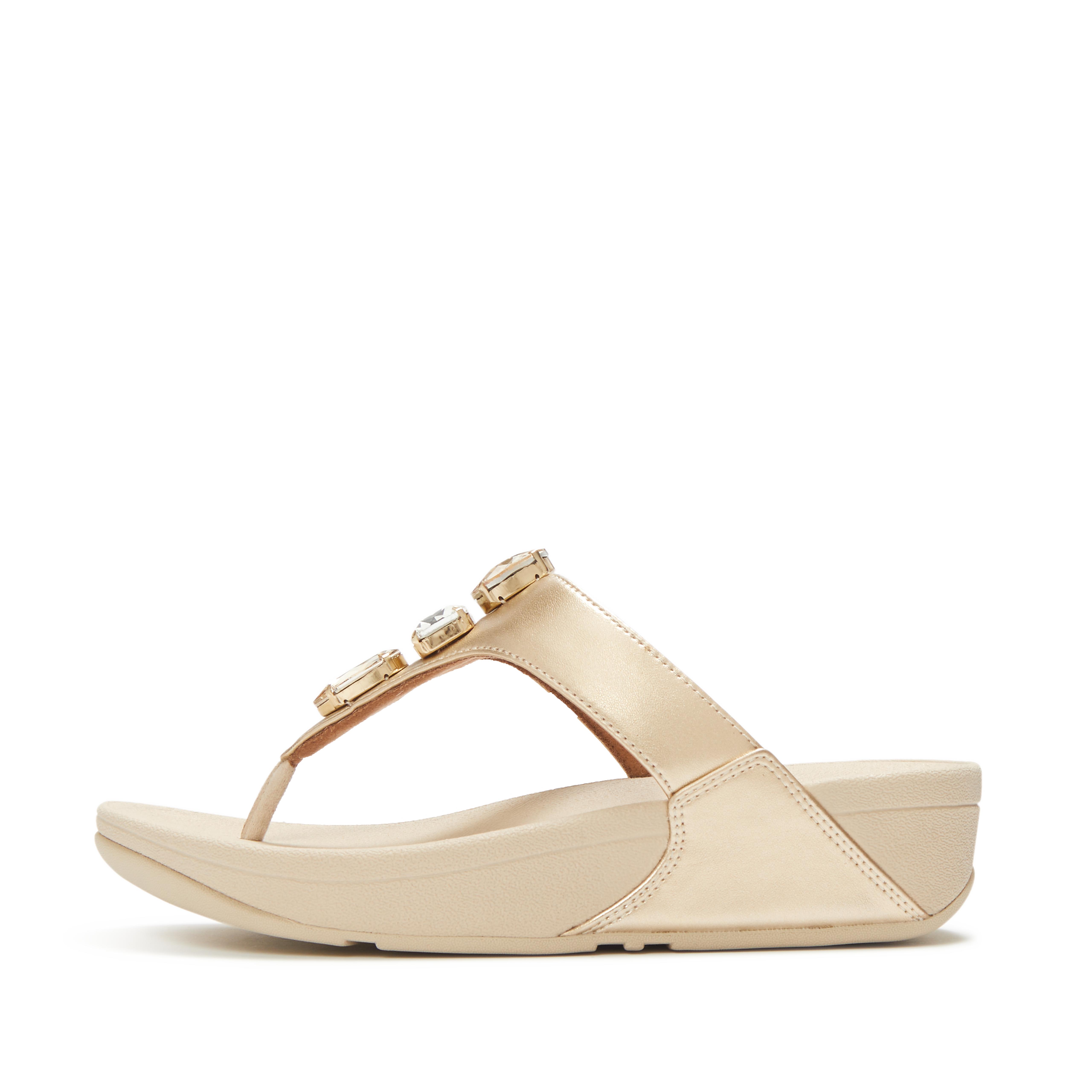 FitFlop LULU Ultra-Jewel Metallic Toe-Post Sandals - Platino