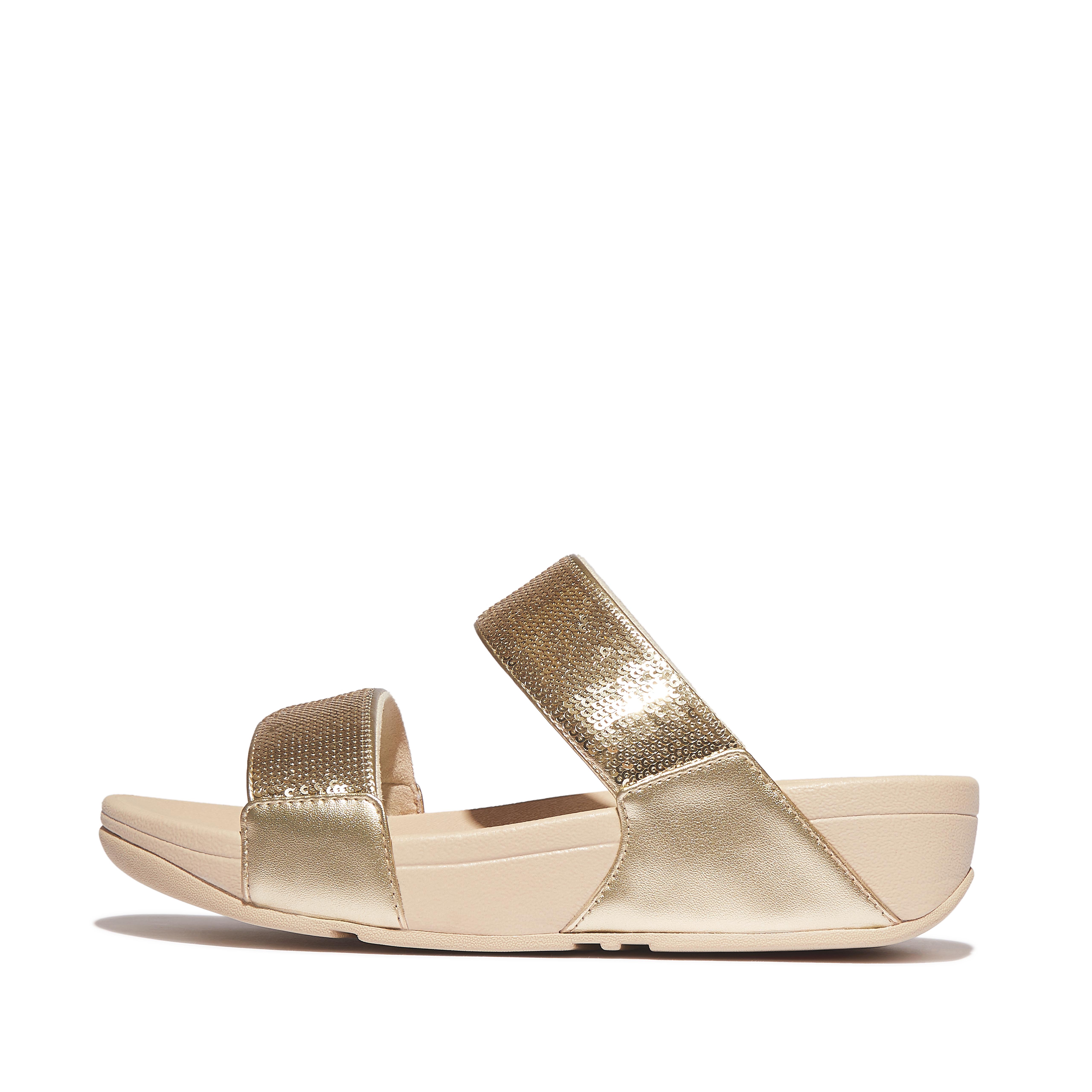 FitFlop LULU Sequin Slides - Platino