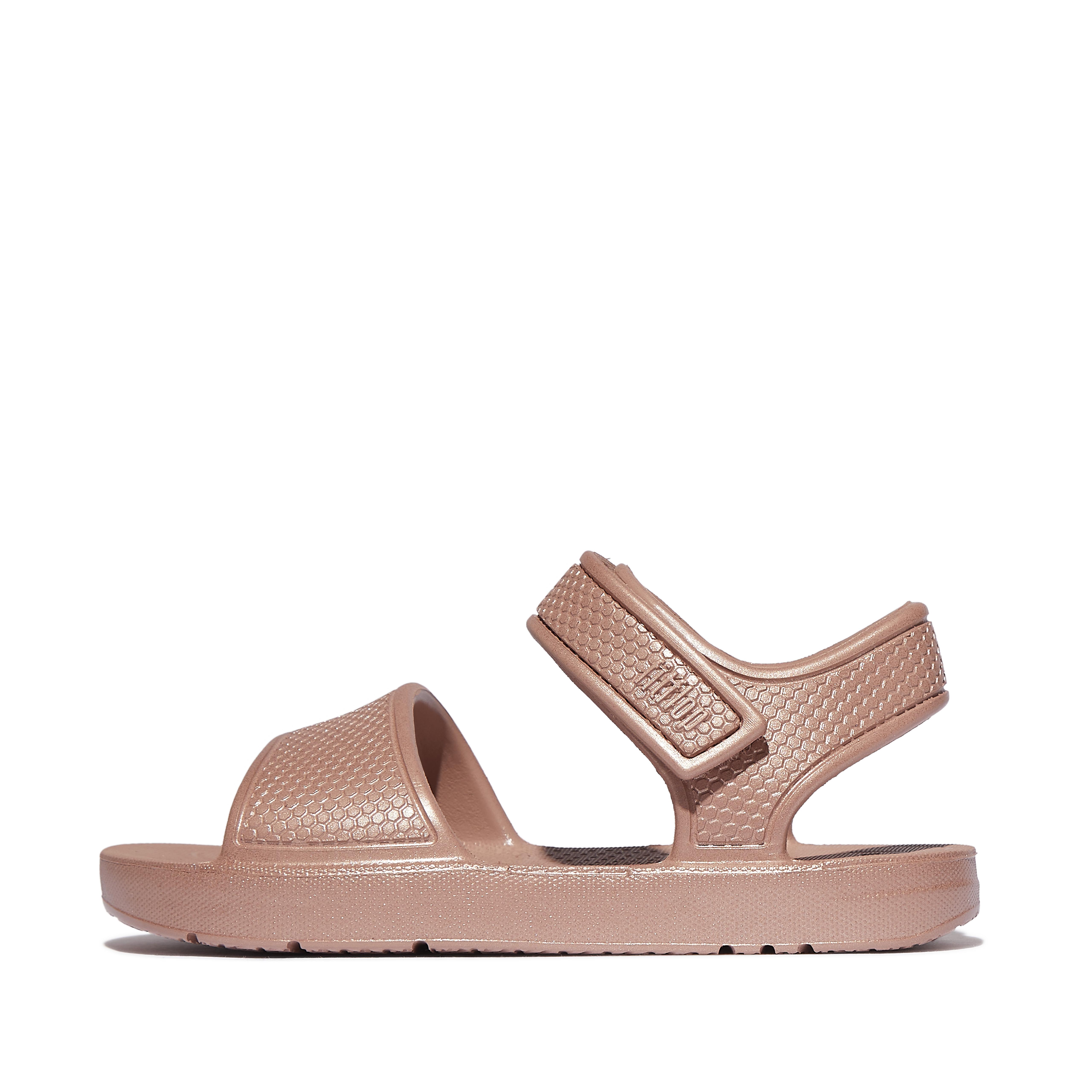 FitFlop iQUSHION KIDS Toddler Shimmer Ergonomic Back-Strap Sandals - Rose Gold