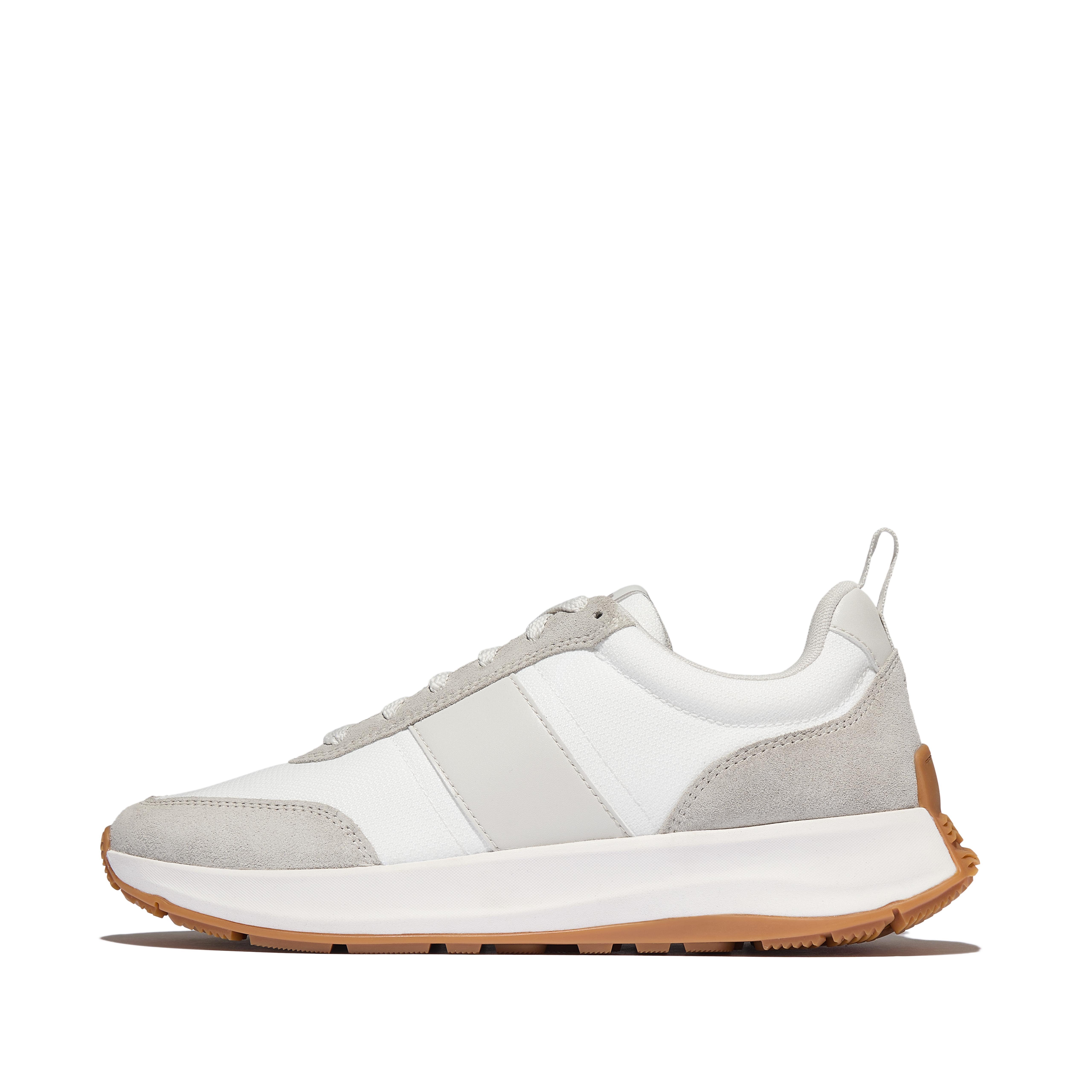 FitFlop F-MODE Flow Mens Suede-Mix Sneakers - White/Grey