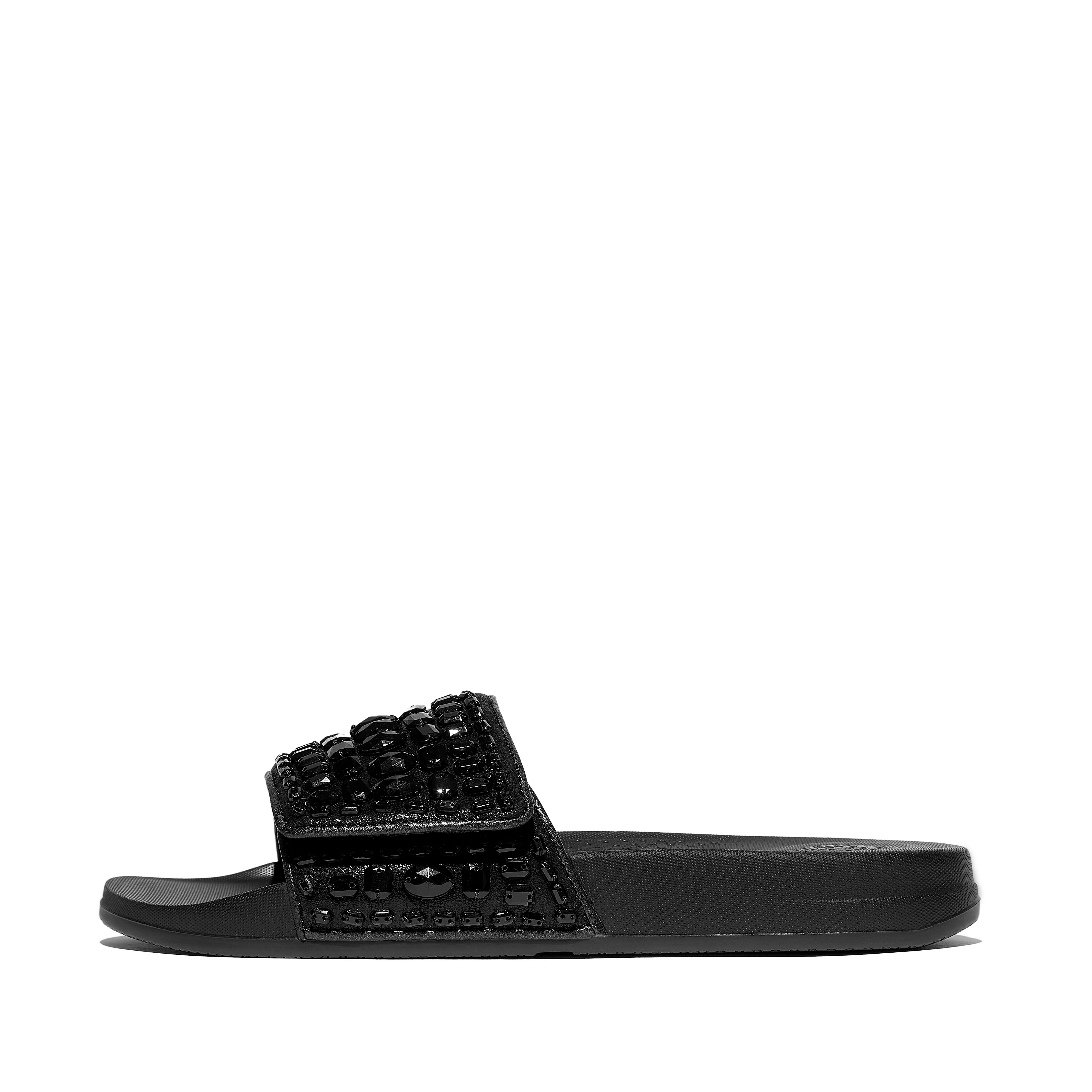 FitFlop IQUSHION Adjustable Multi-Crystal Sliders - All Black