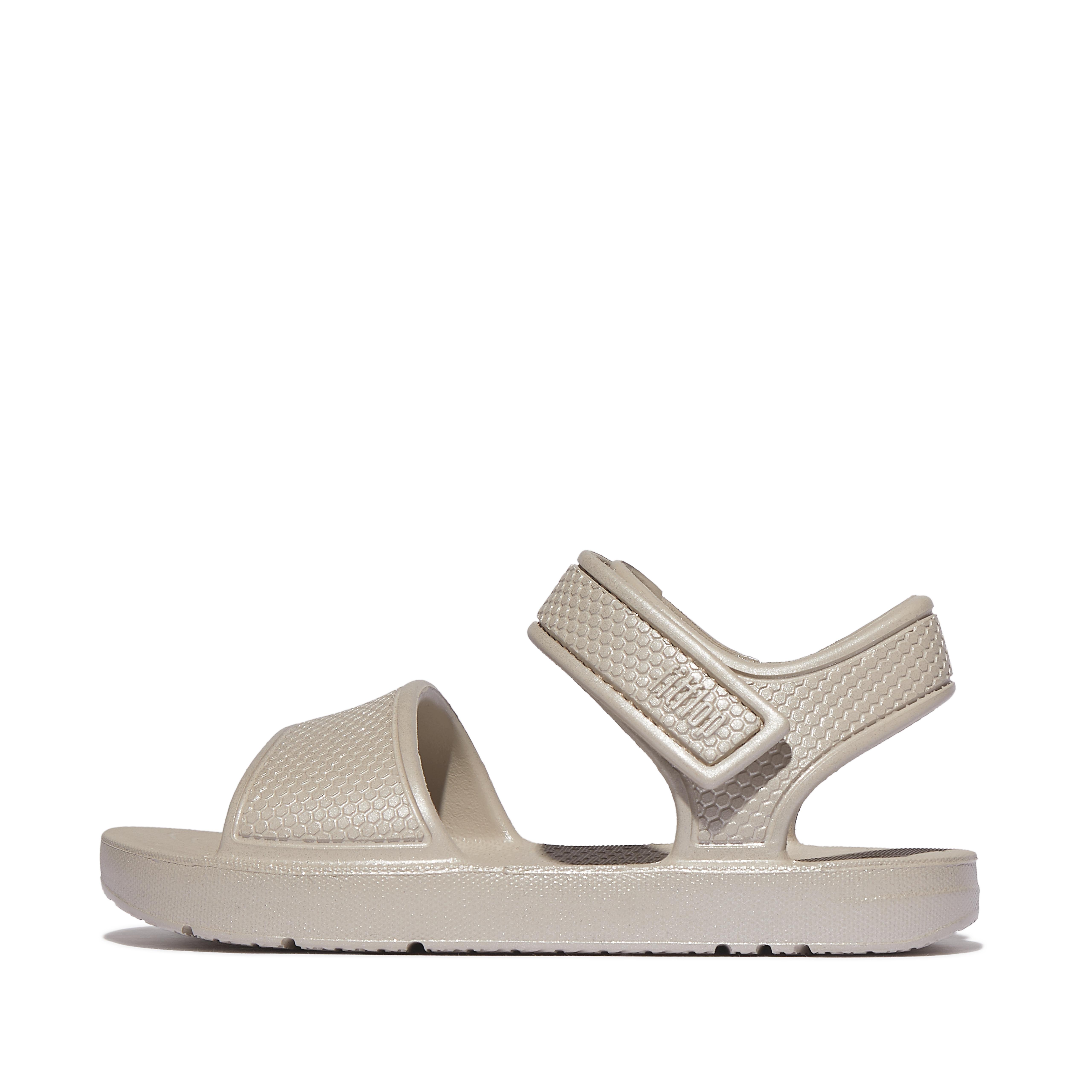 FitFlop iQUSHION KIDS Toddler Shimmer Ergonomic Back-Strap Sandals - Silver