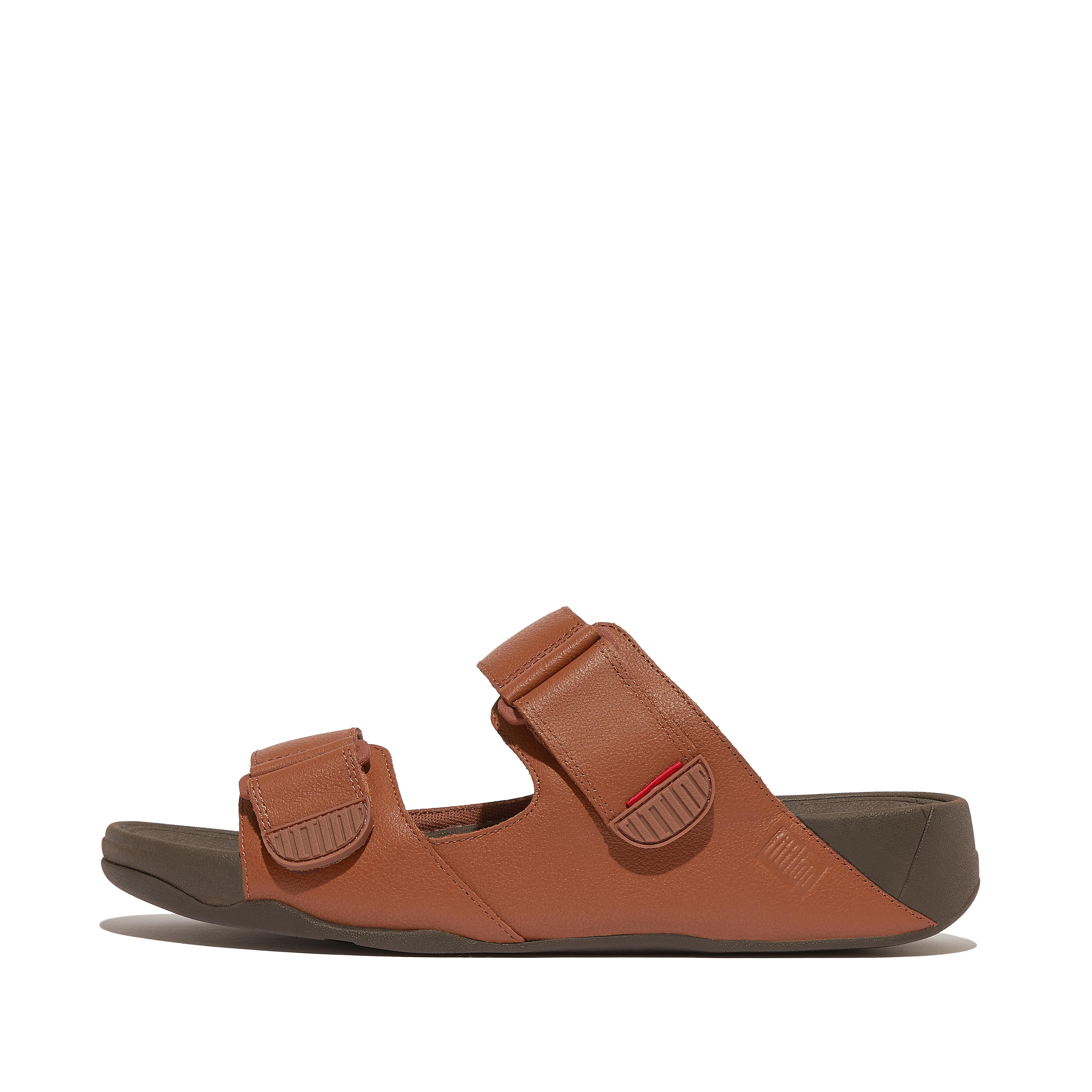 FitFlop GOGH Mens Leather Sandals - Dark Tan
