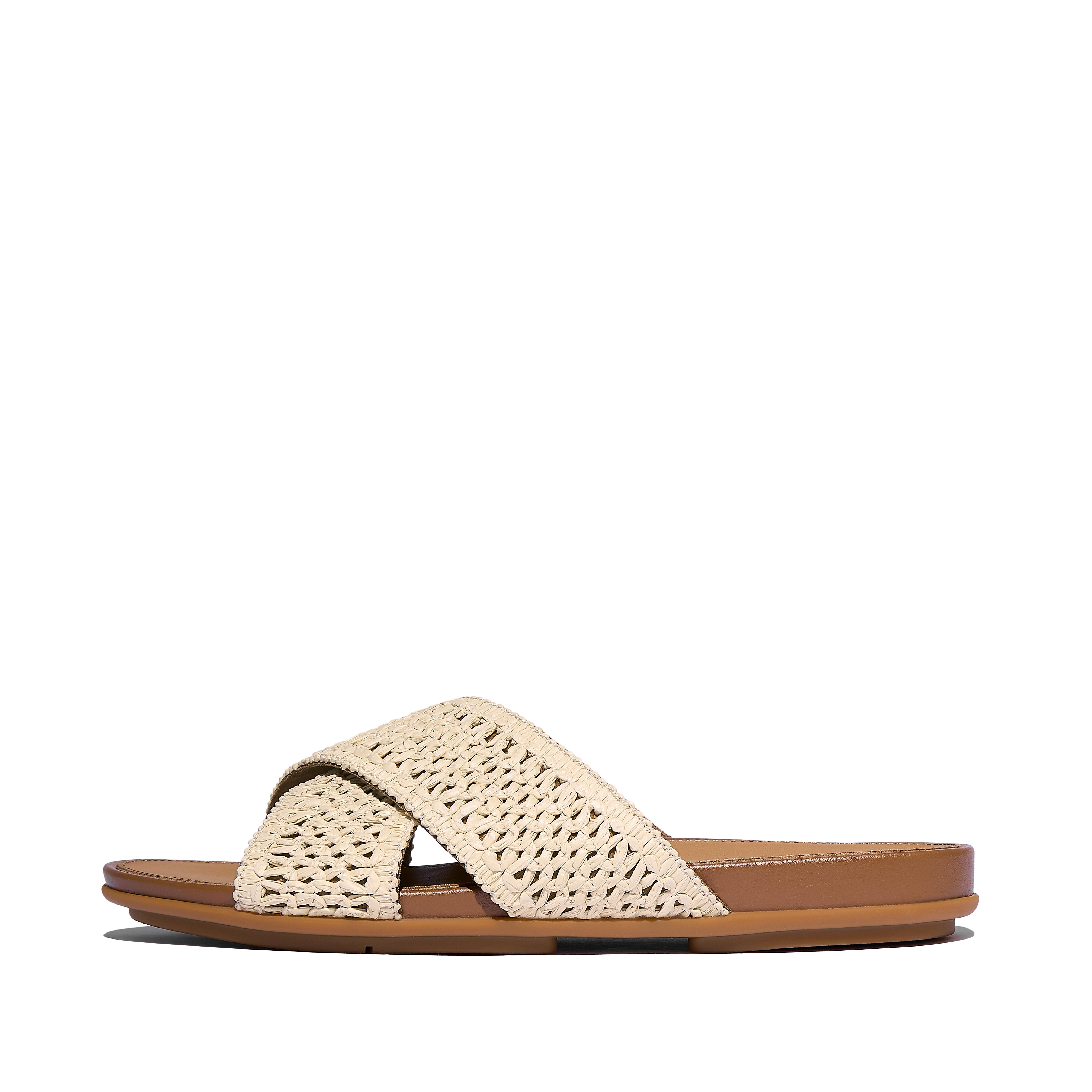 FitFlop GRACIE Woven Cross Slides - Tan Mix