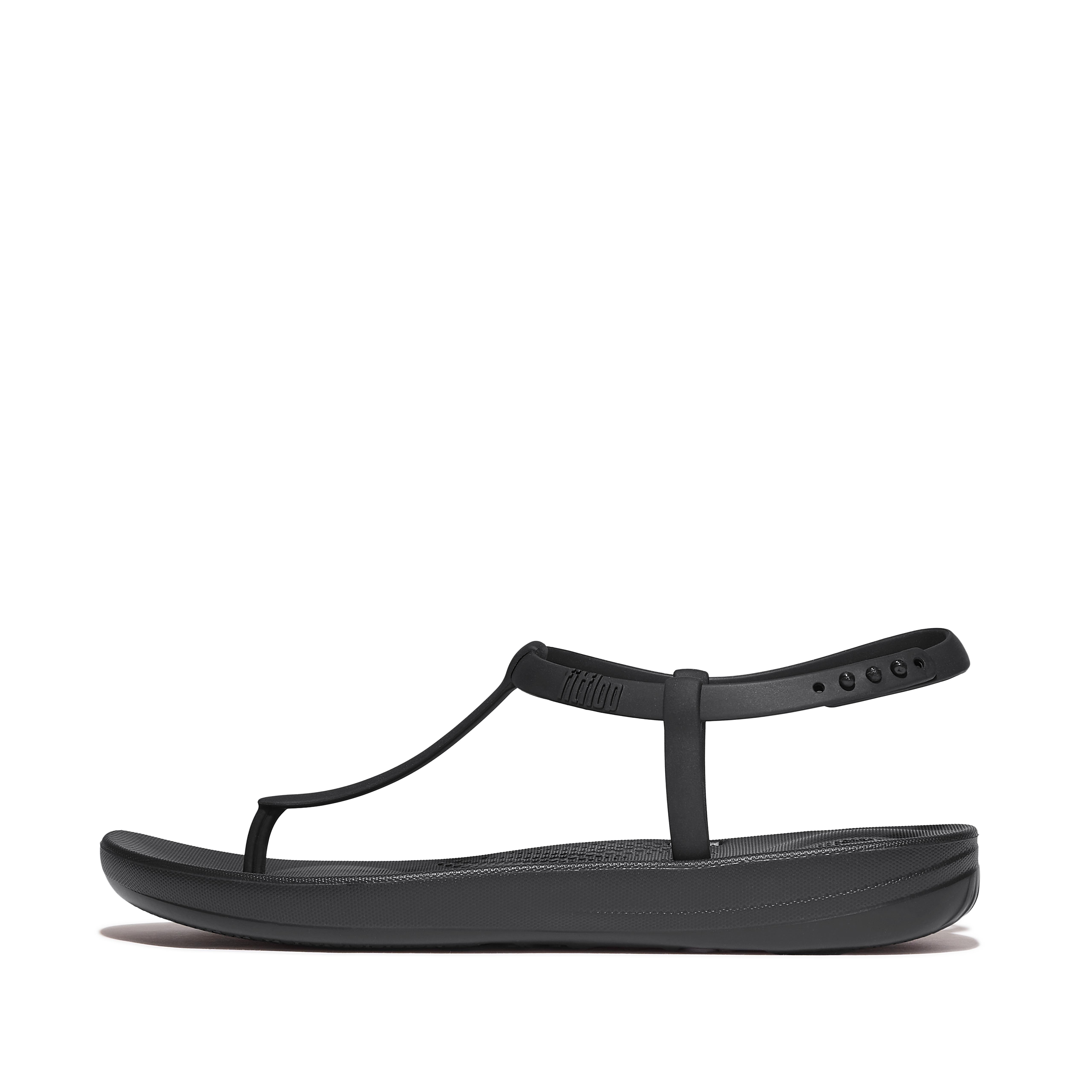 FitFlop IQUSHION Splash T-Bar Sandals - All Black