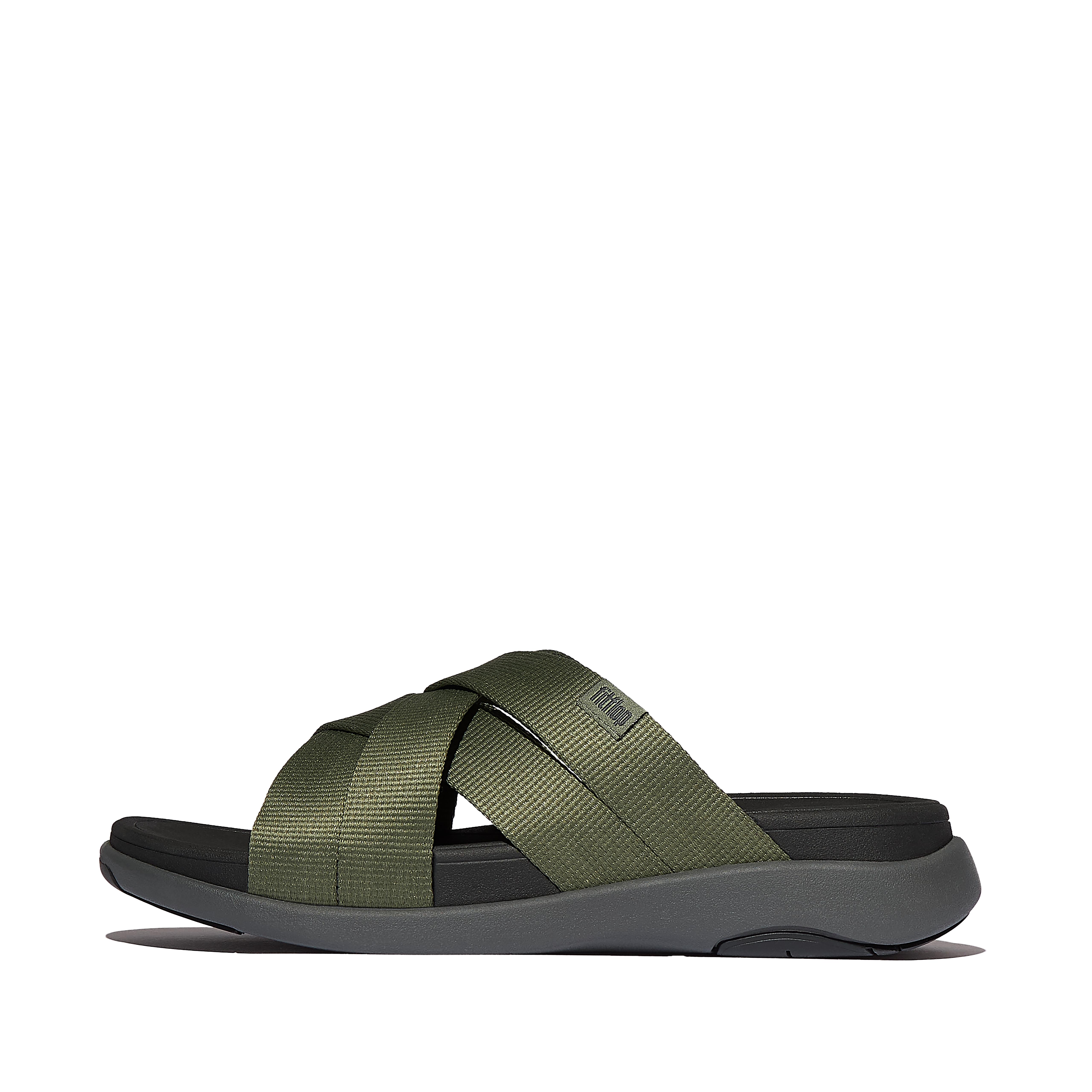 FitFlop F-MODE Go Mens Webbing Strappy Slides - Khaki
