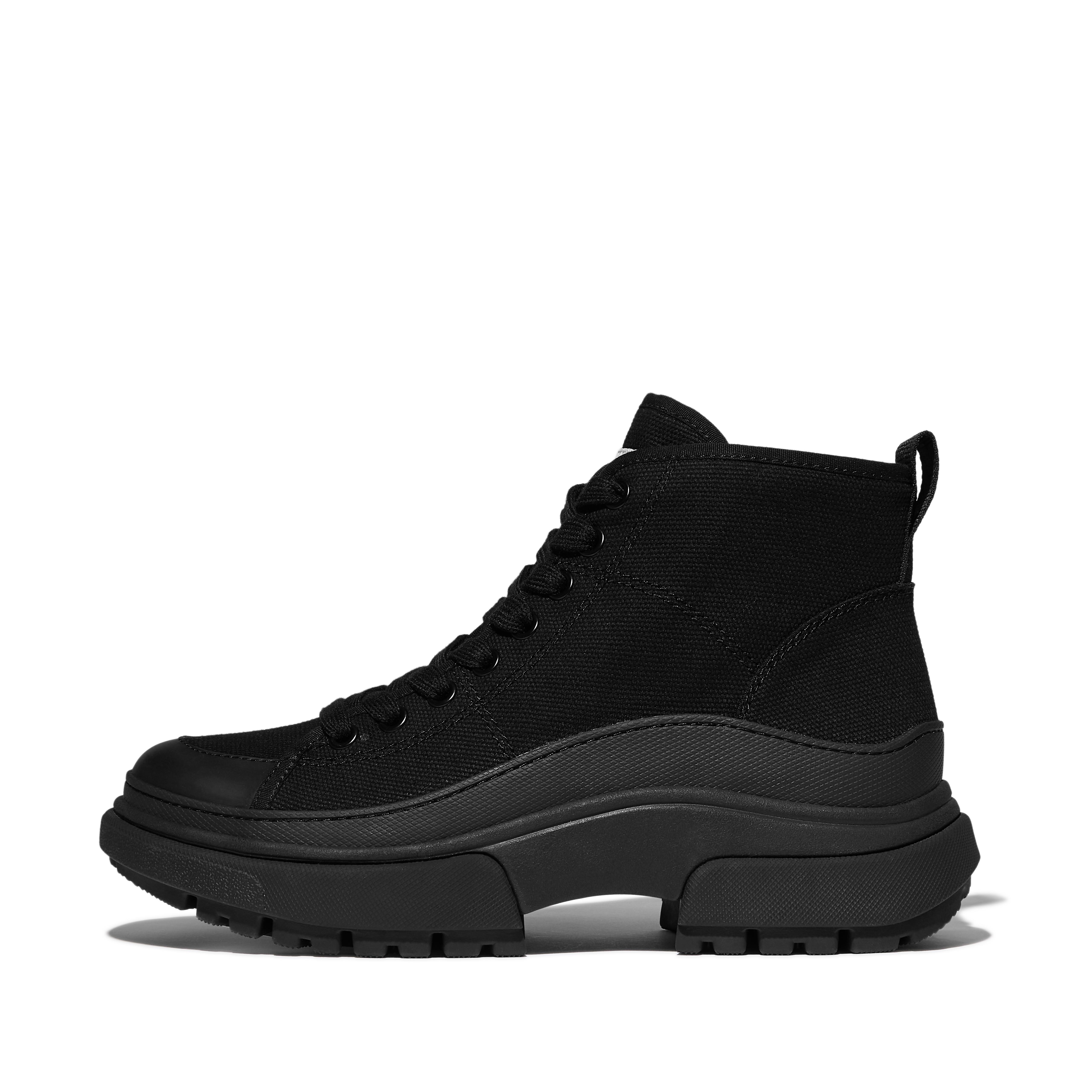FitFlop WYLDER Canvas Lace-Up Boots - All Black