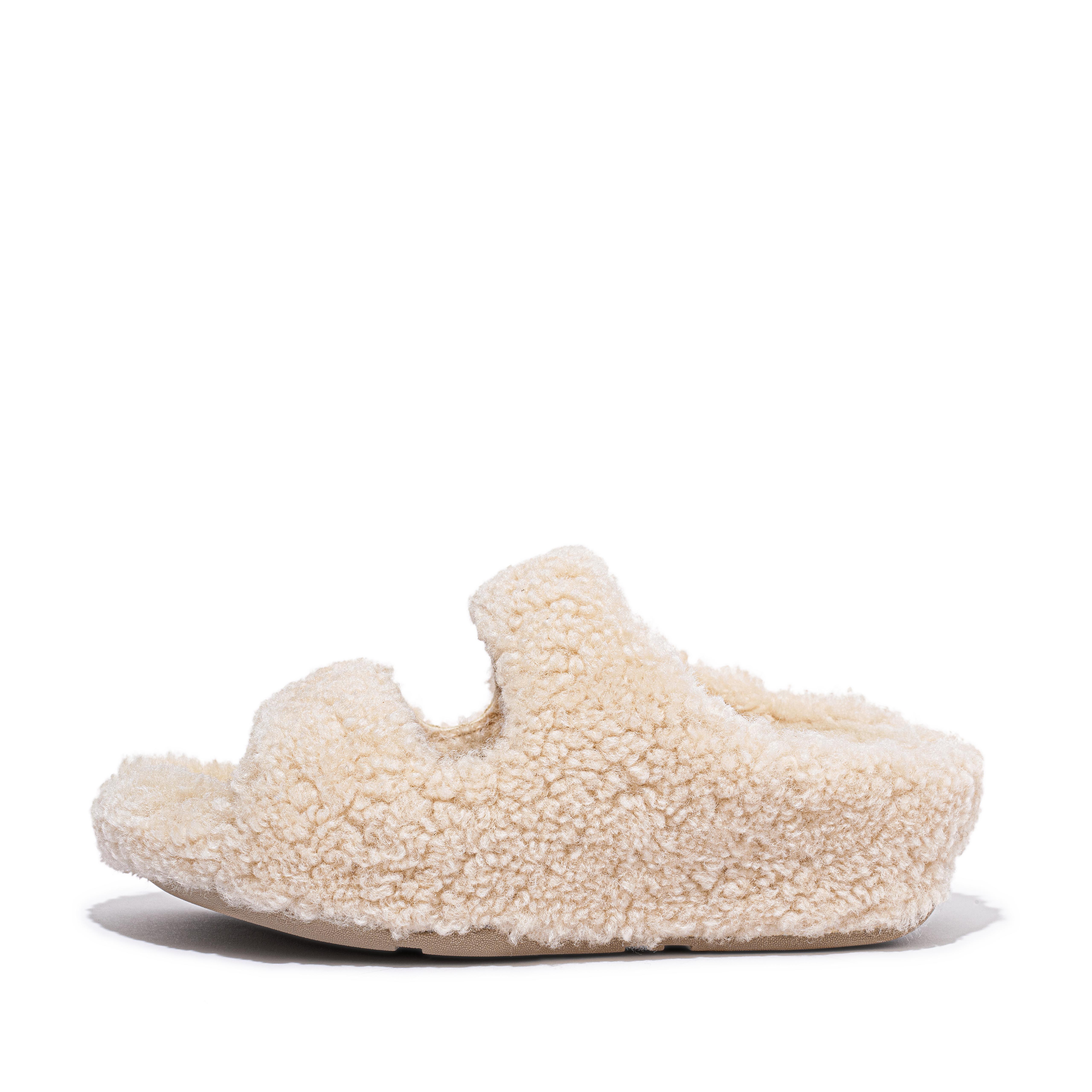 FitFlop SHUV Two-Bar Shearling Slides - Ivory