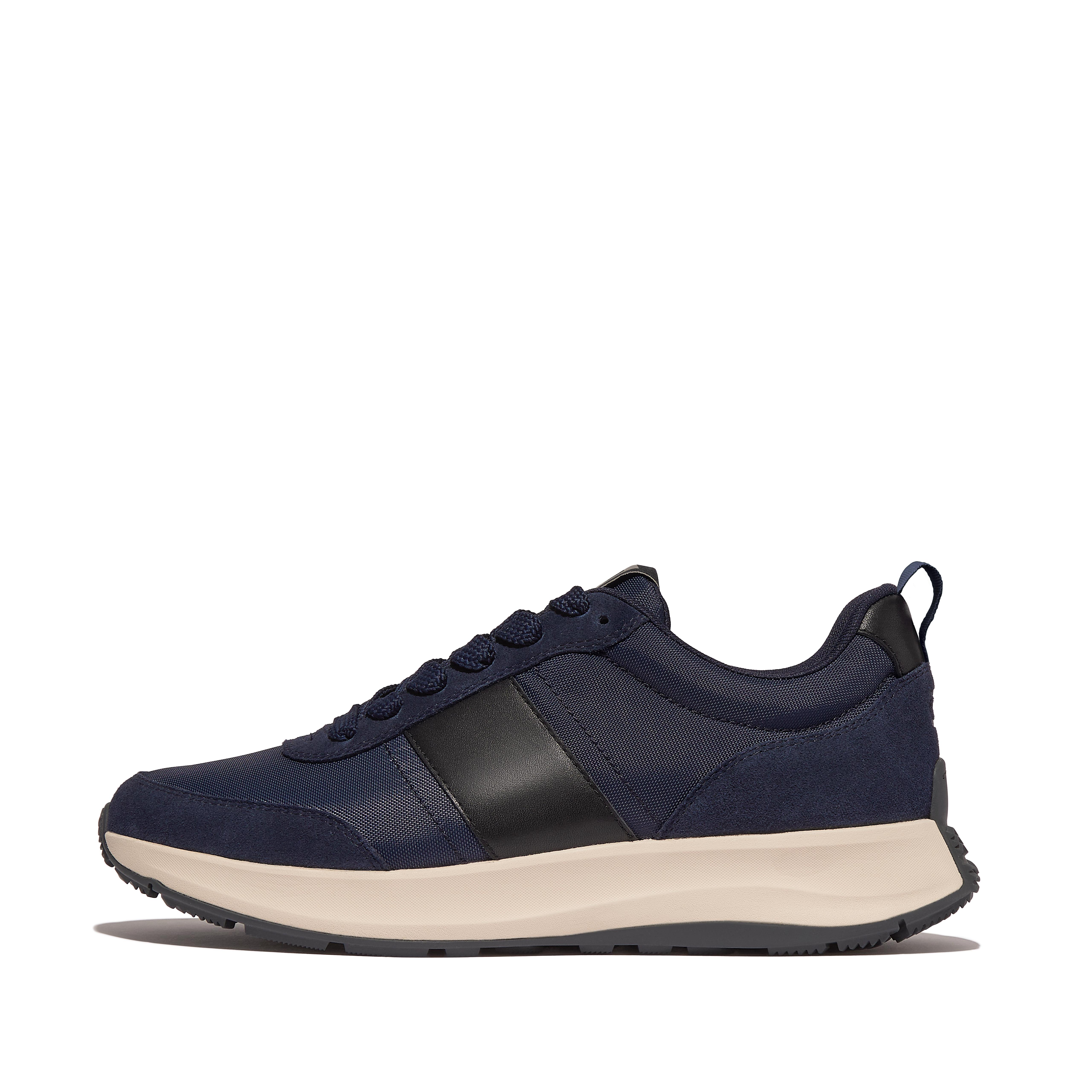 FitFlop F-MODE Flow Mens Fabric/Suede/Leather Sneakers - Navy/Black