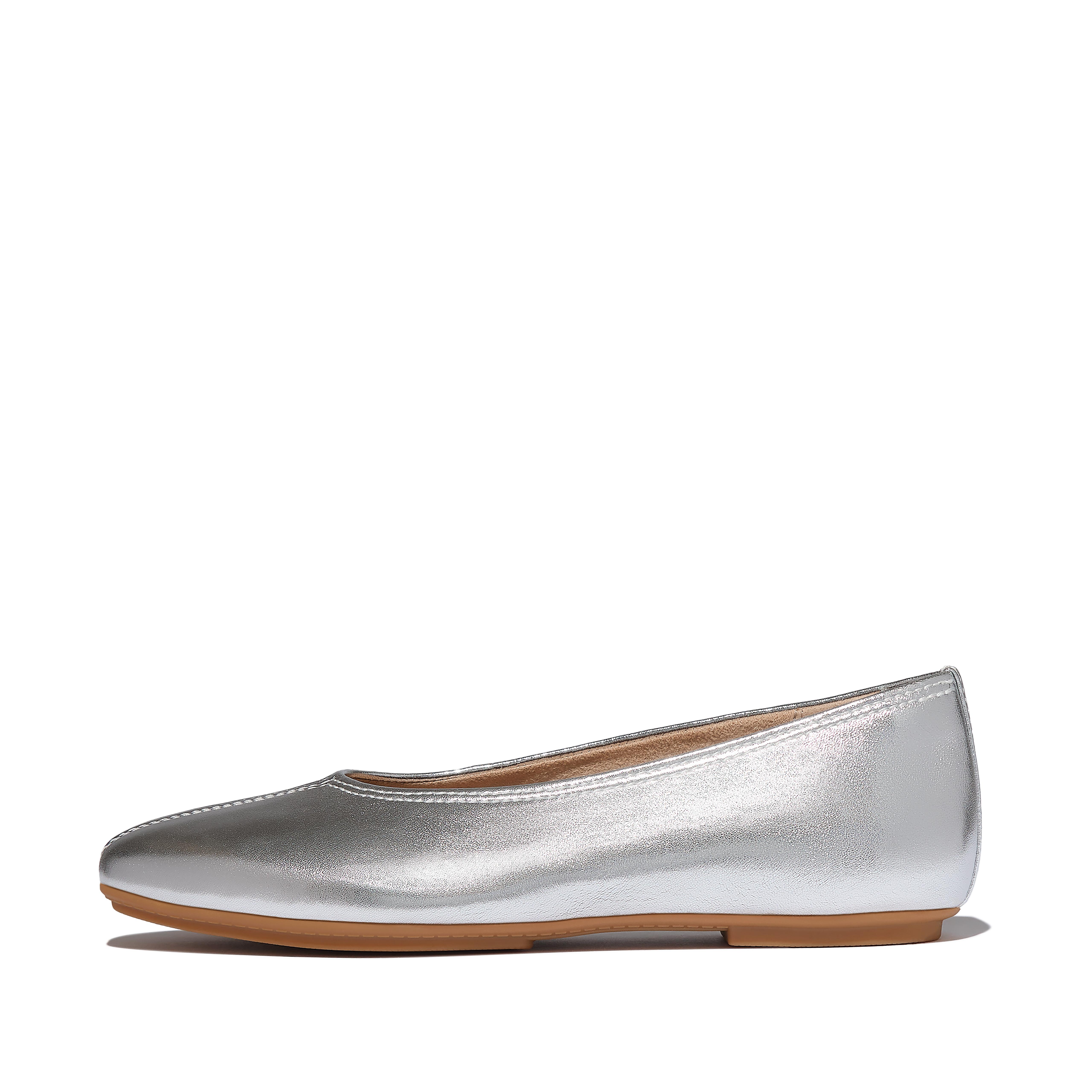 FitFlop DELICATO High-Cut Metallic Leather Ballerinas - Silver
