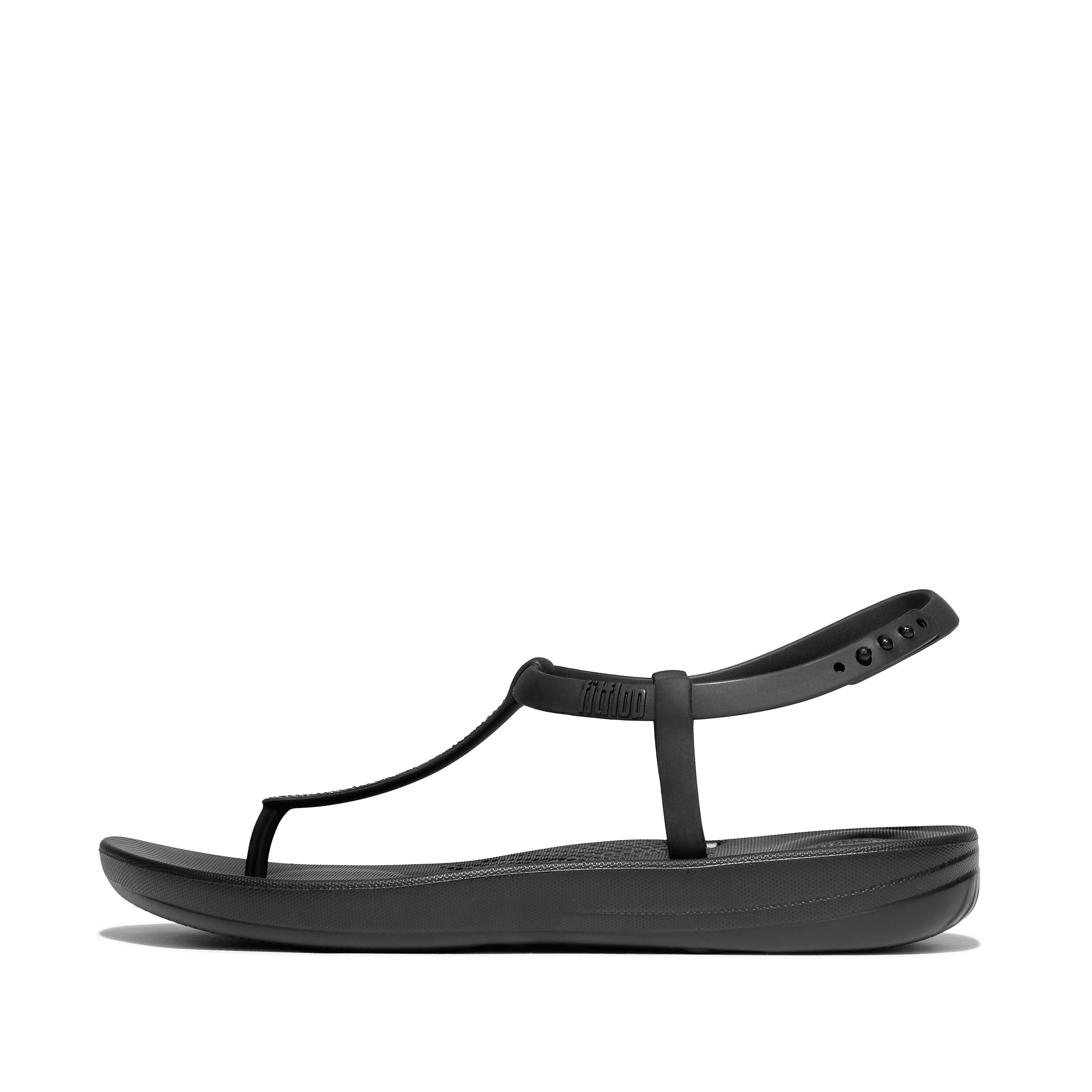 FitFlop IQUSHION Splash Sparkle T-Bar Sandals - All Black