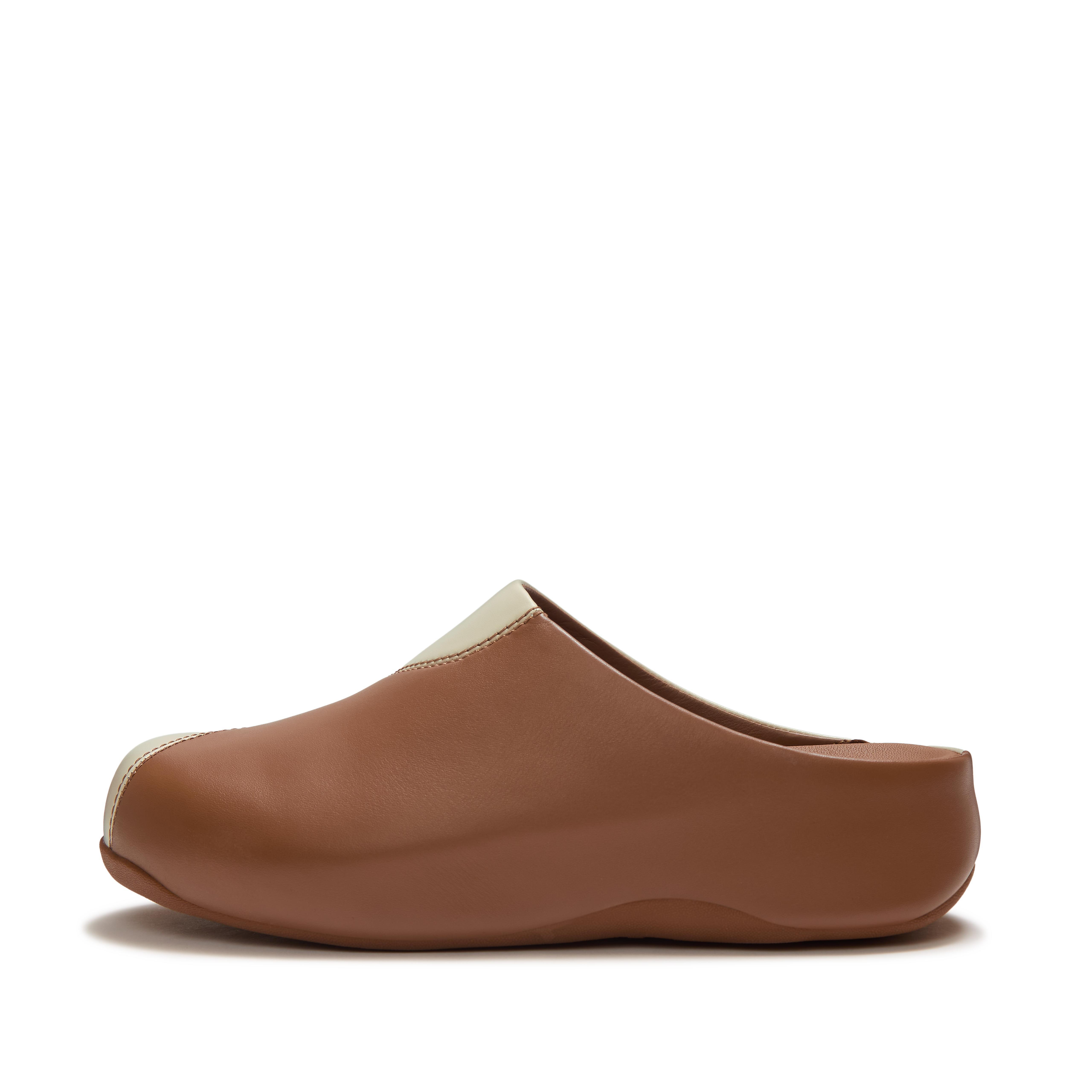 FitFlop SHUV Leather Mules - Tan/Beige