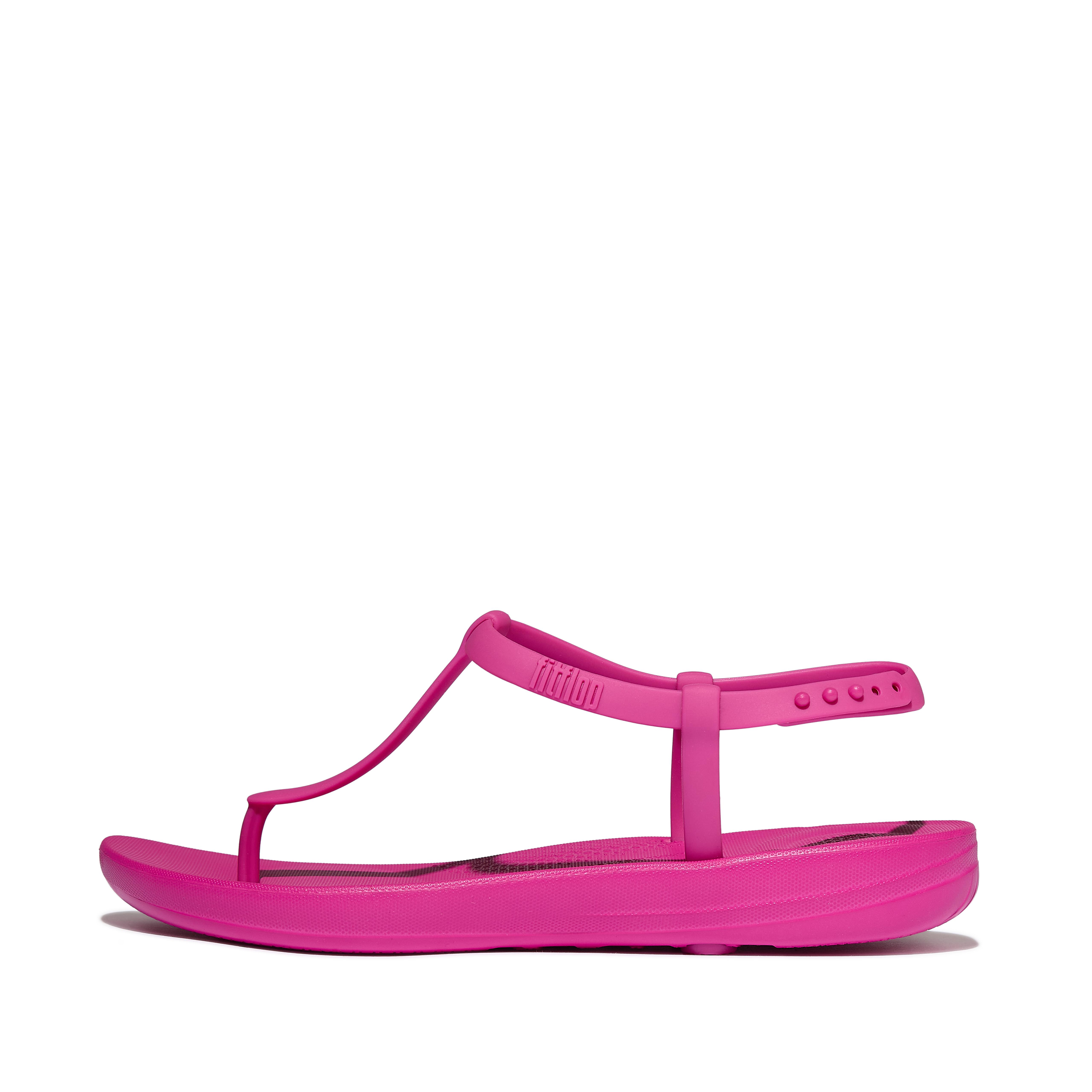 FitFlop IQUSHION Splash T-Bar Sandals - Fuchsia