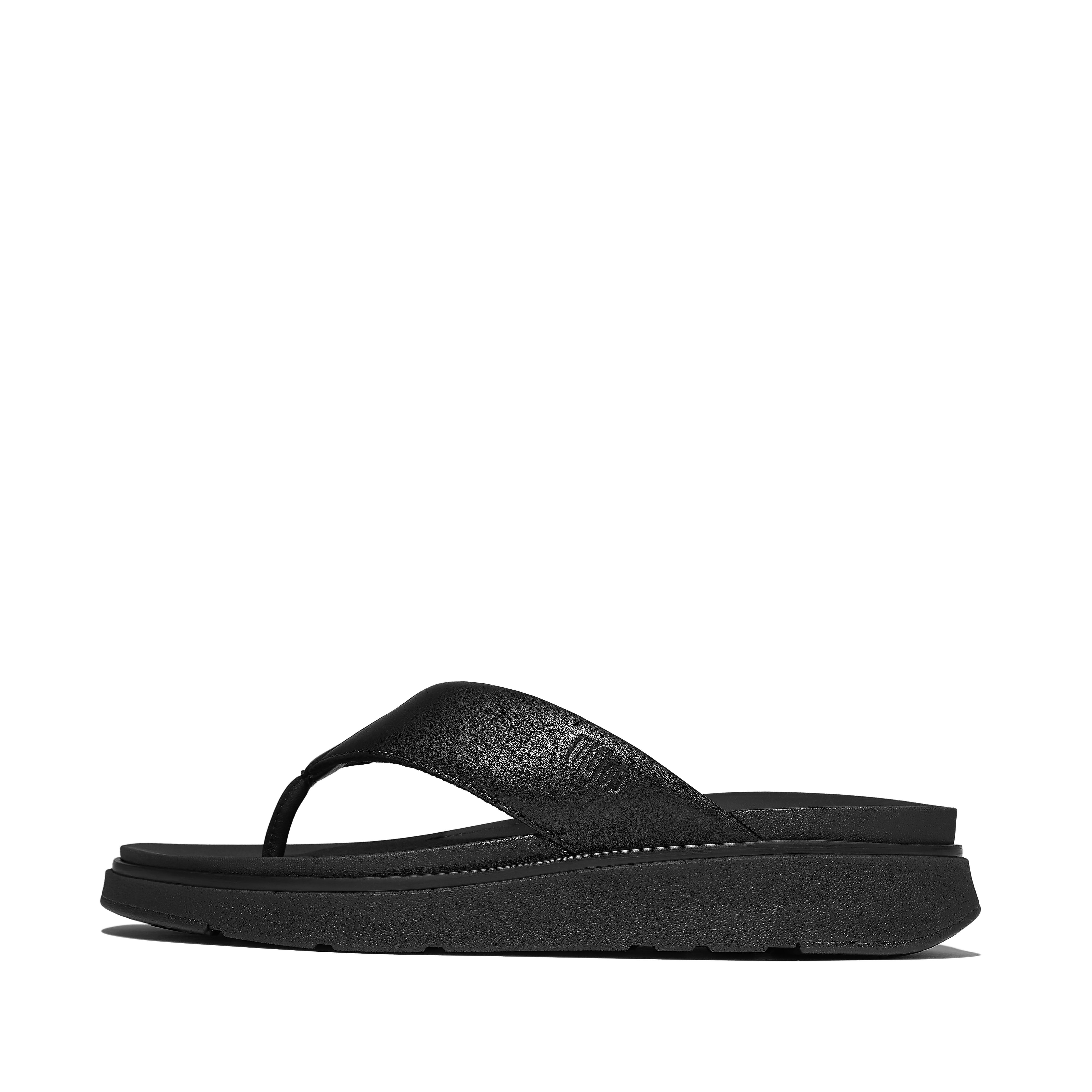 FitFlop GEN-FF Mens Leather Flip-Flops - Black Mix