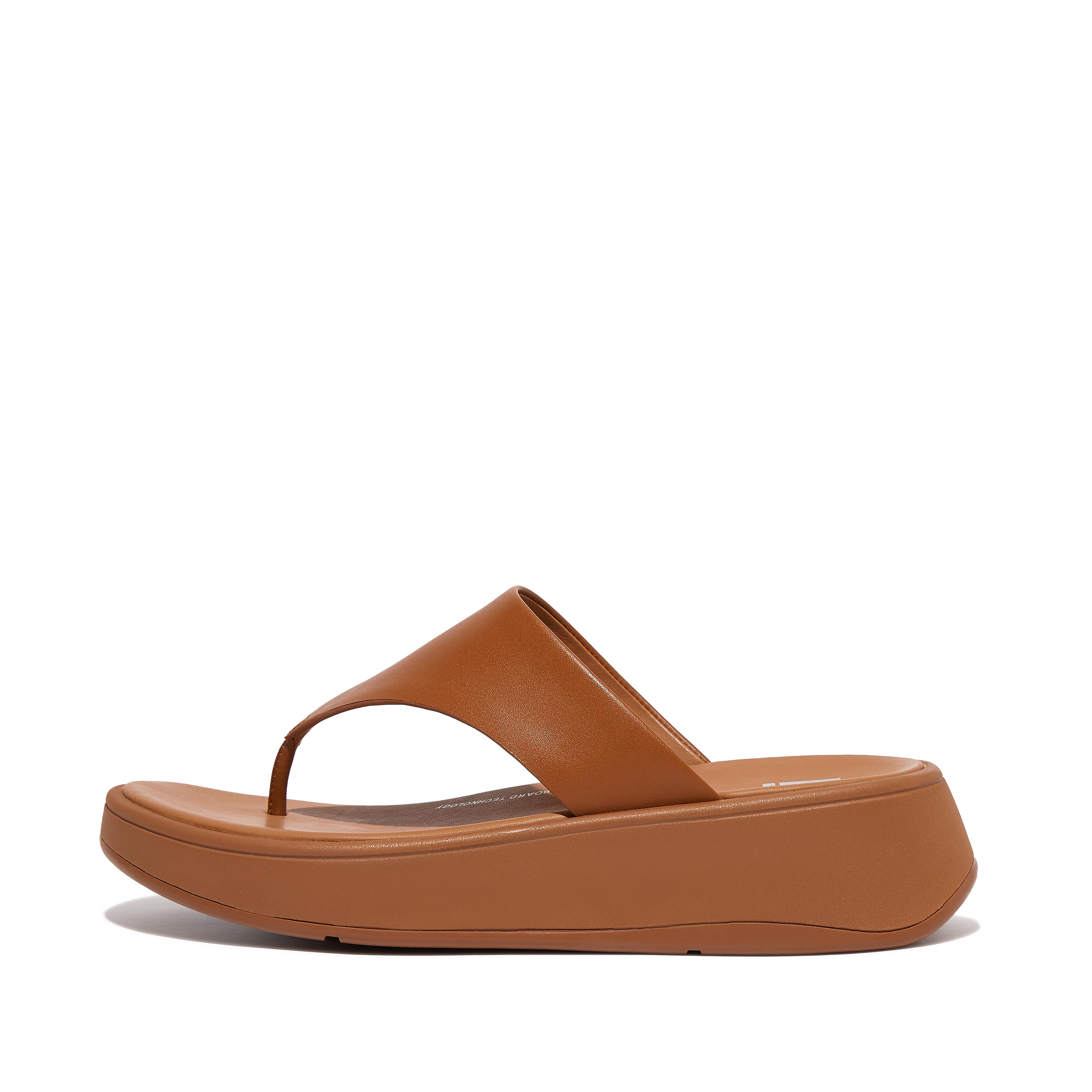 FitFlop F-MODE Leather Flatform Toe-Post Sandals - Light Tan