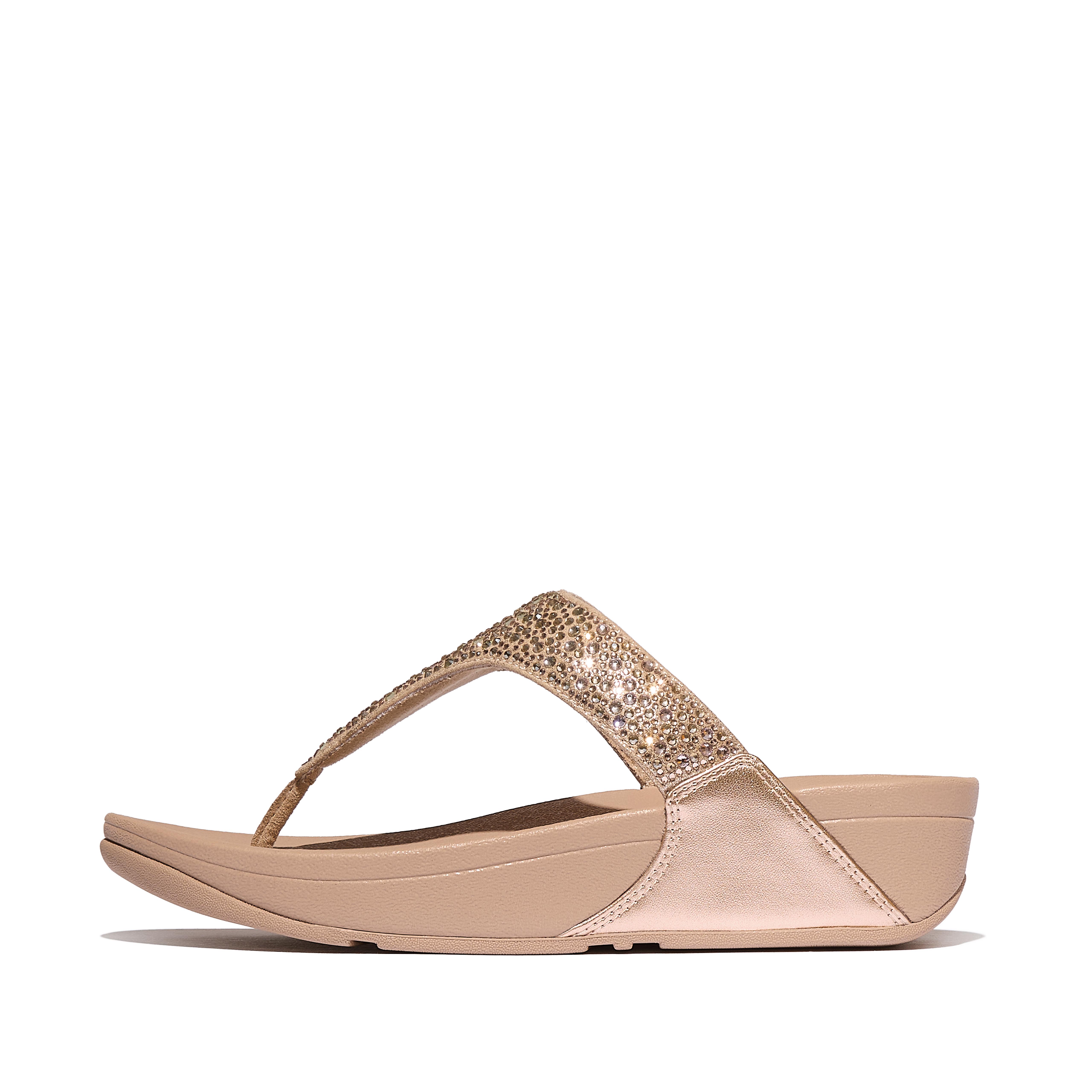 FitFlop LULU Crystal-Mix Toe-Post Sandals - Classic Beige
