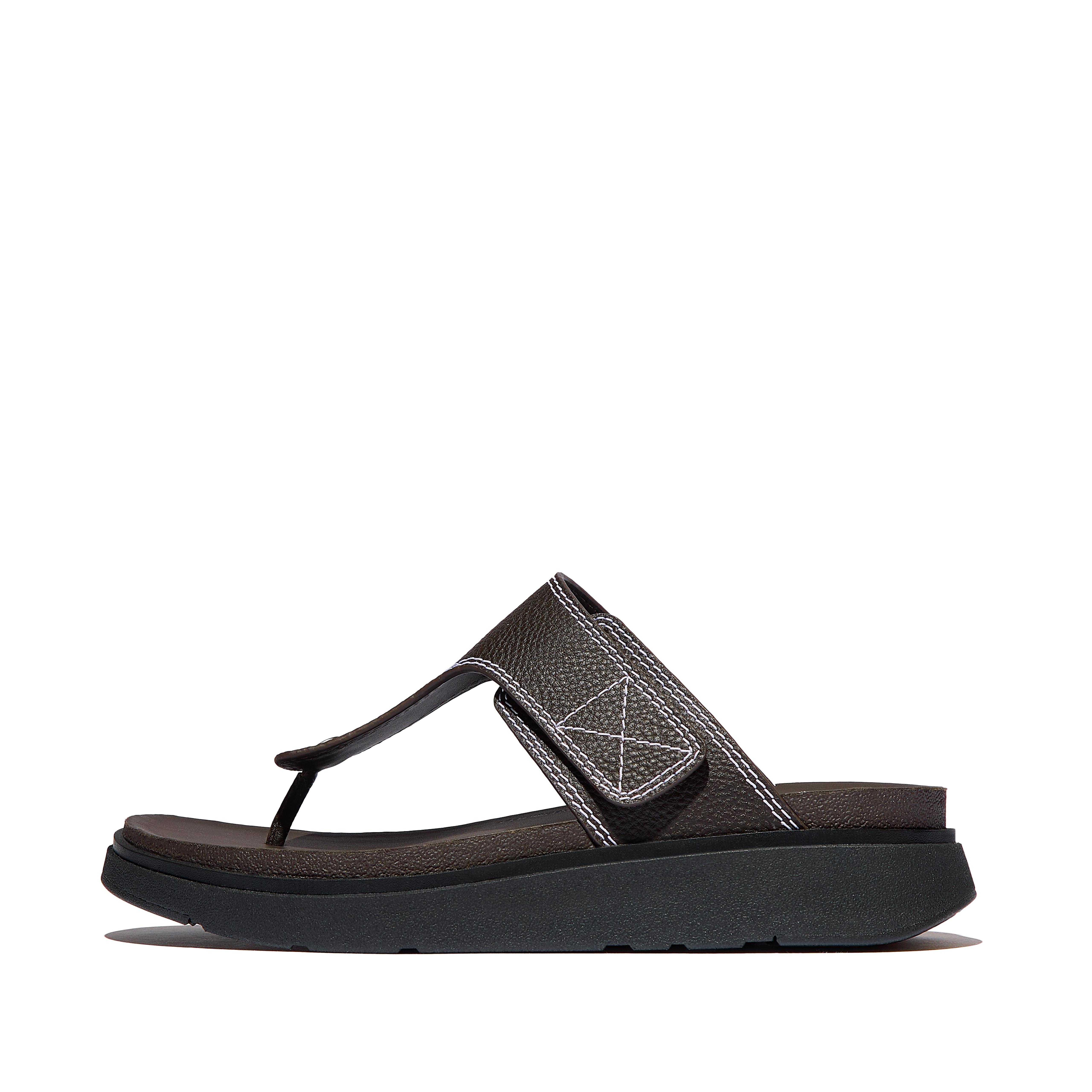 FitFlop GEN-FF Mens Leather Toe-Post Sandals - Brown Mix