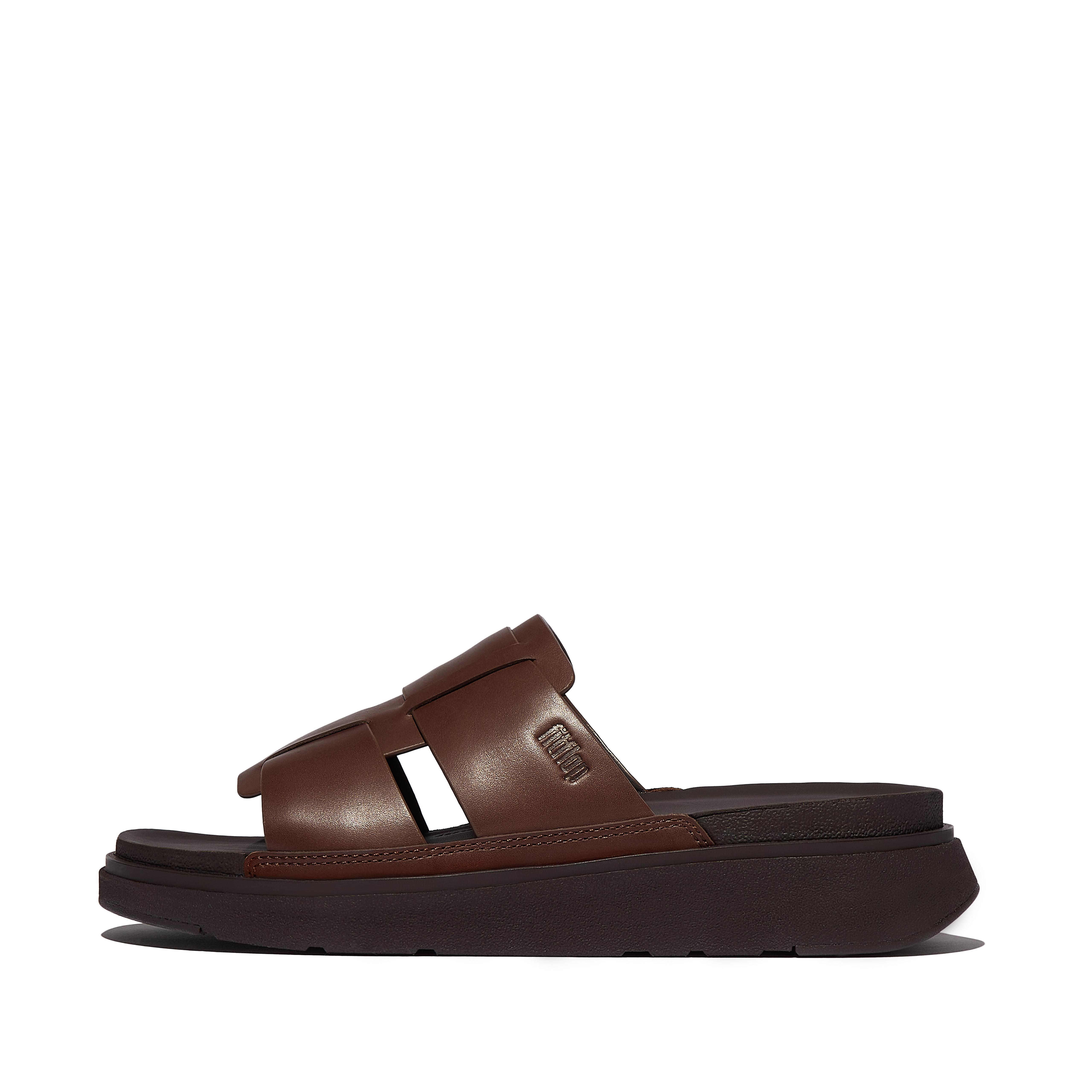 FitFlop GEN-FF Mens Leather Fisherman Slides - Brown