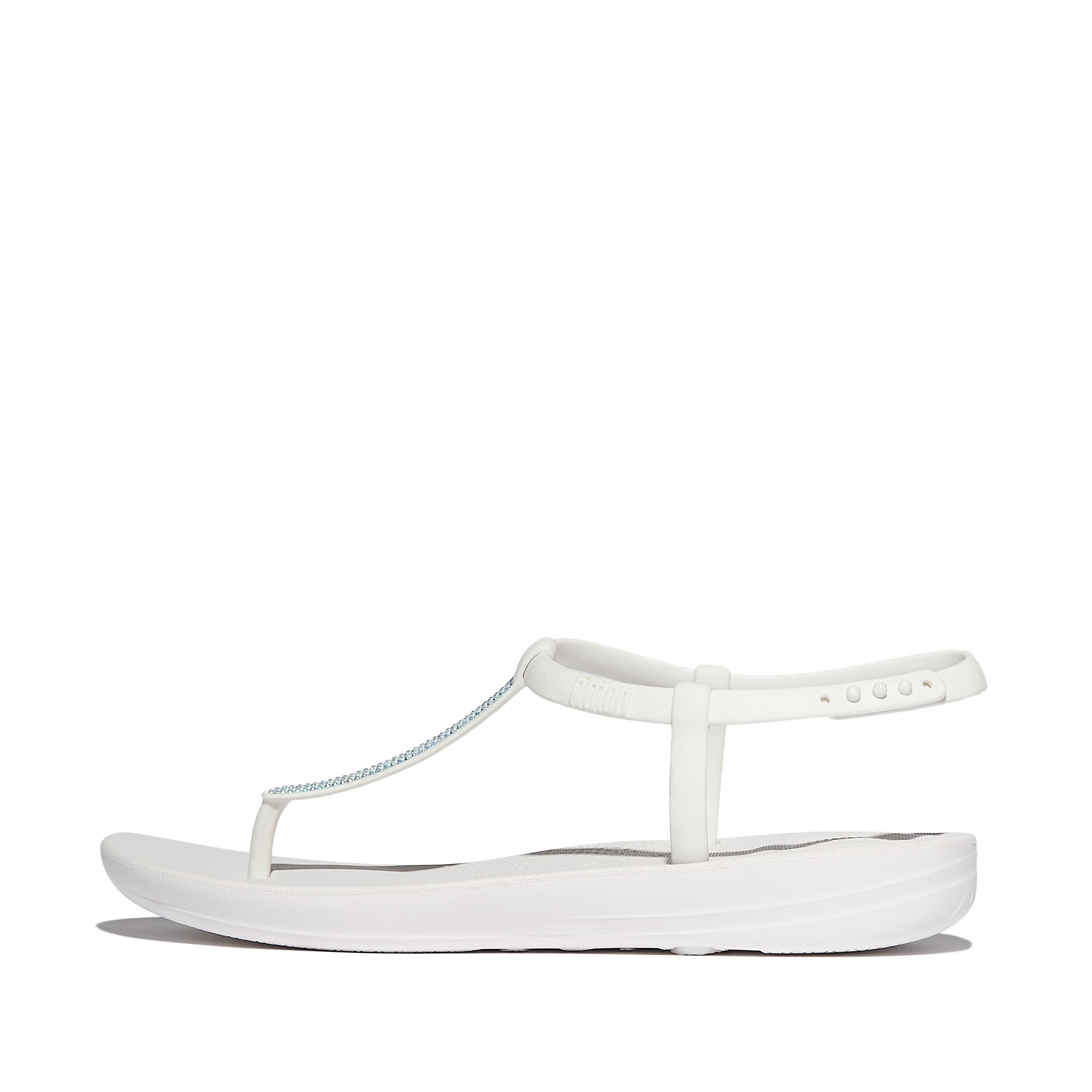 FitFlop IQUSHION Splash Sparkle T-Bar Sandals - Urban White