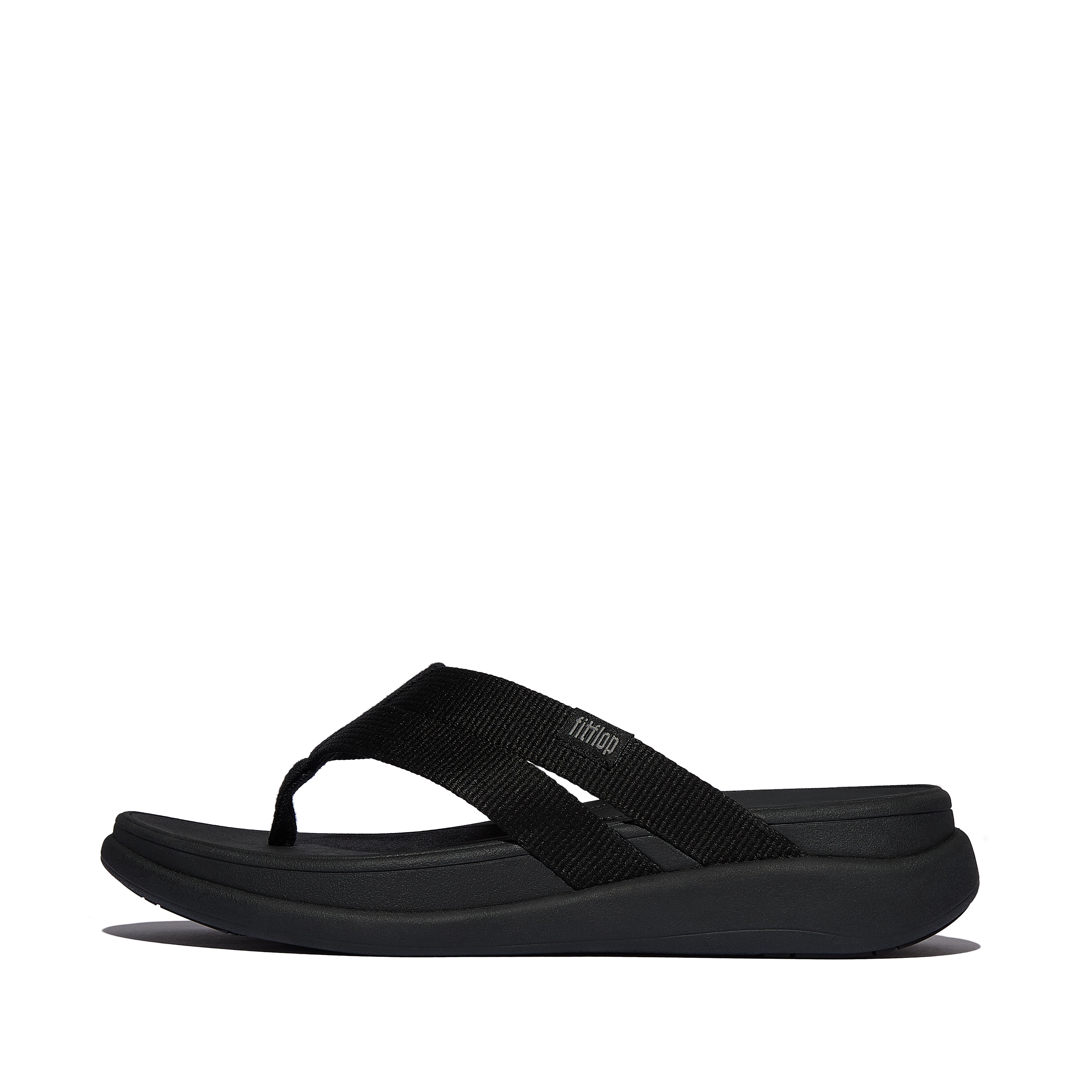 FitFlop F-MODE Go Webbing Strappy Flip-Flops - All Black