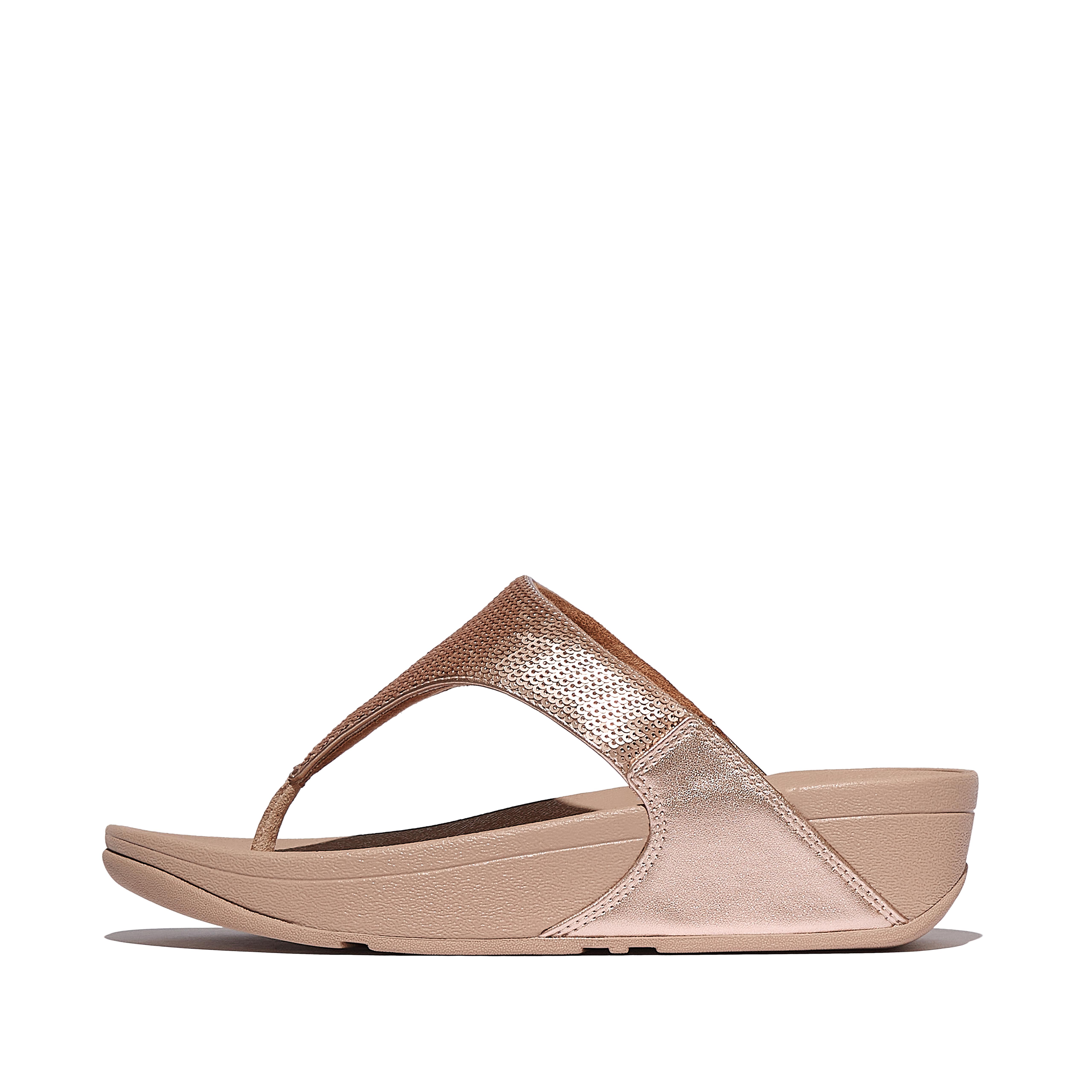 FitFlop LULU Sequin Toe-Post Sandals - Classic Beige