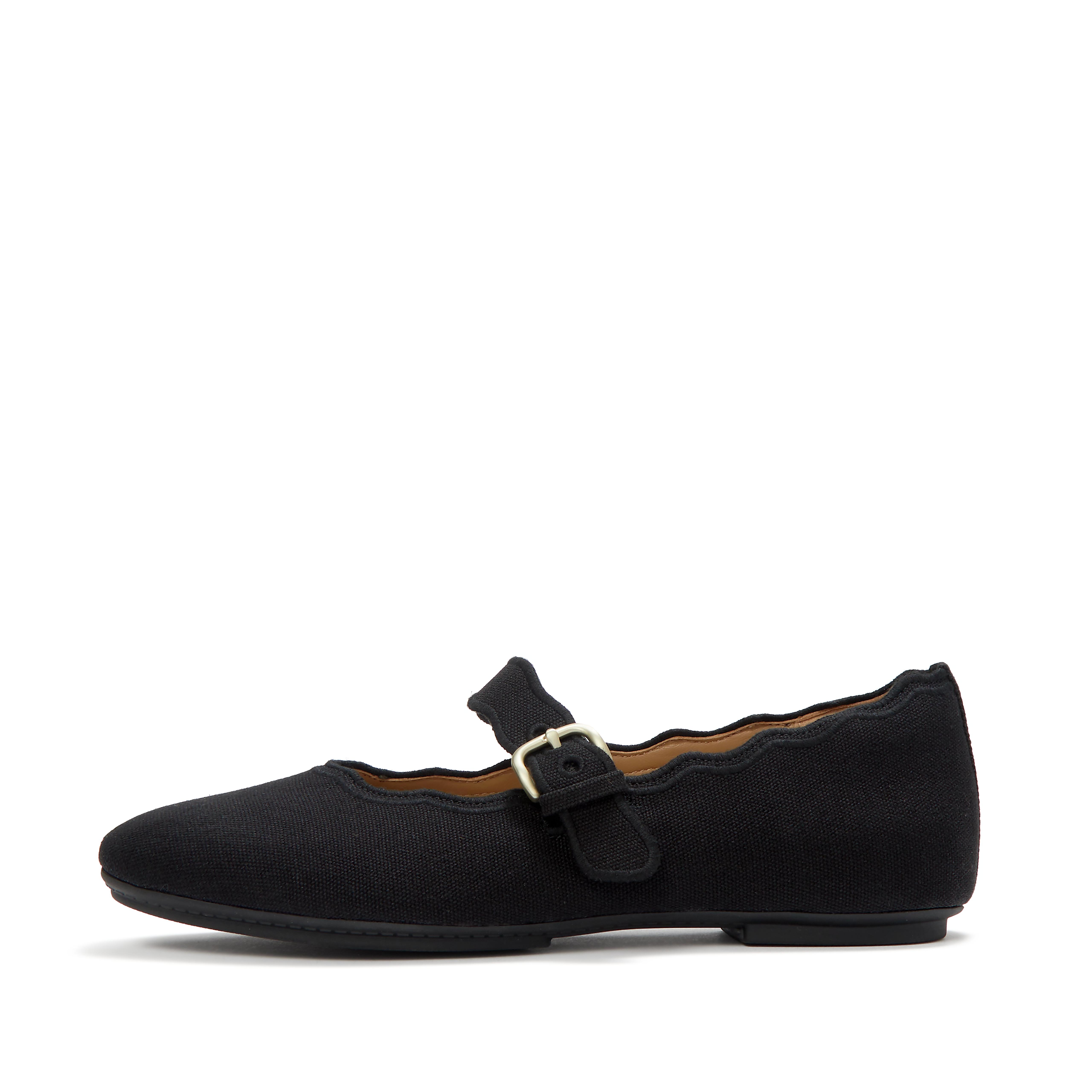 FitFlop DELICATO Wave-Edge Canvas Mary Janes - Black