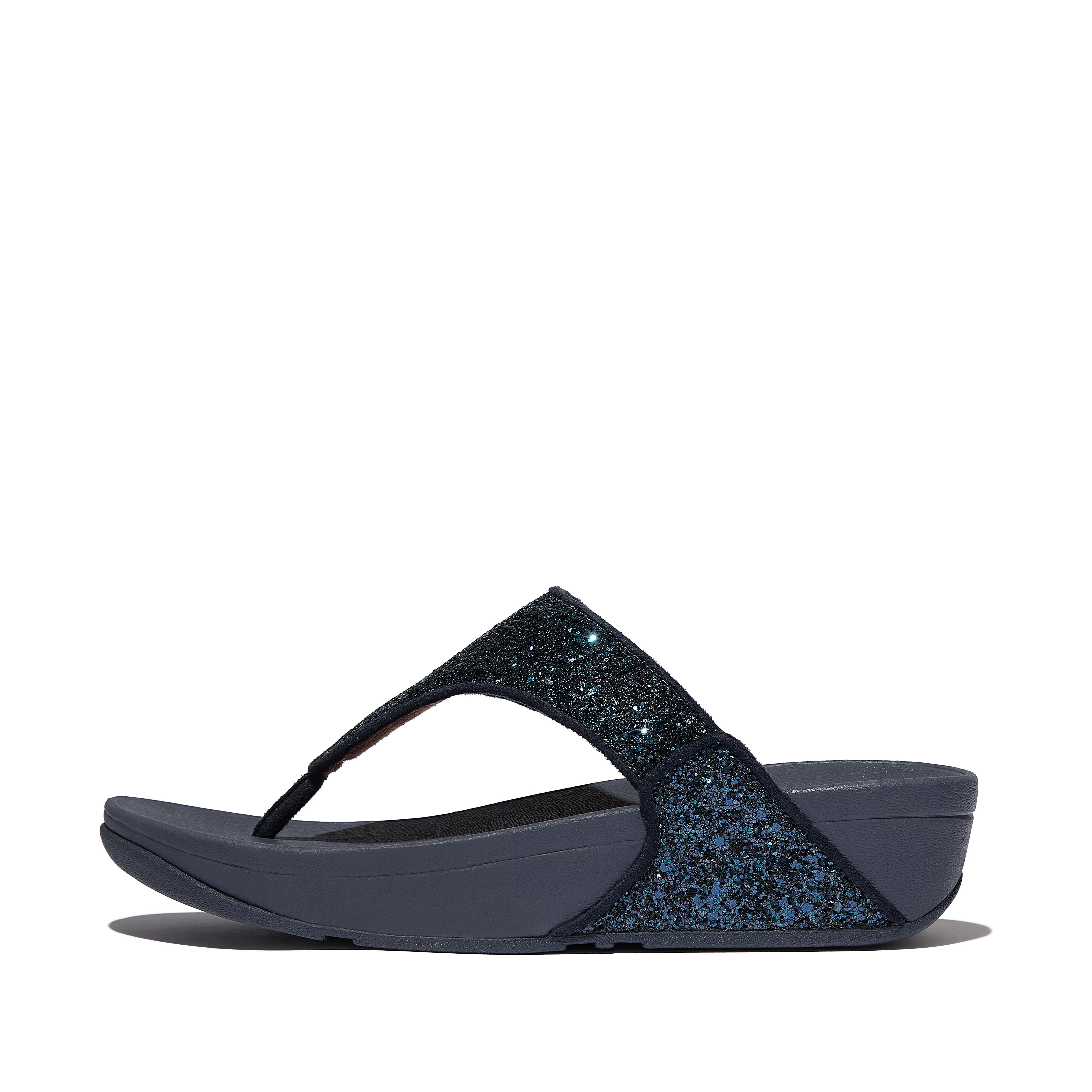 FitFlop LULU Glitter Toe-Post Sandals - Midnight Navy