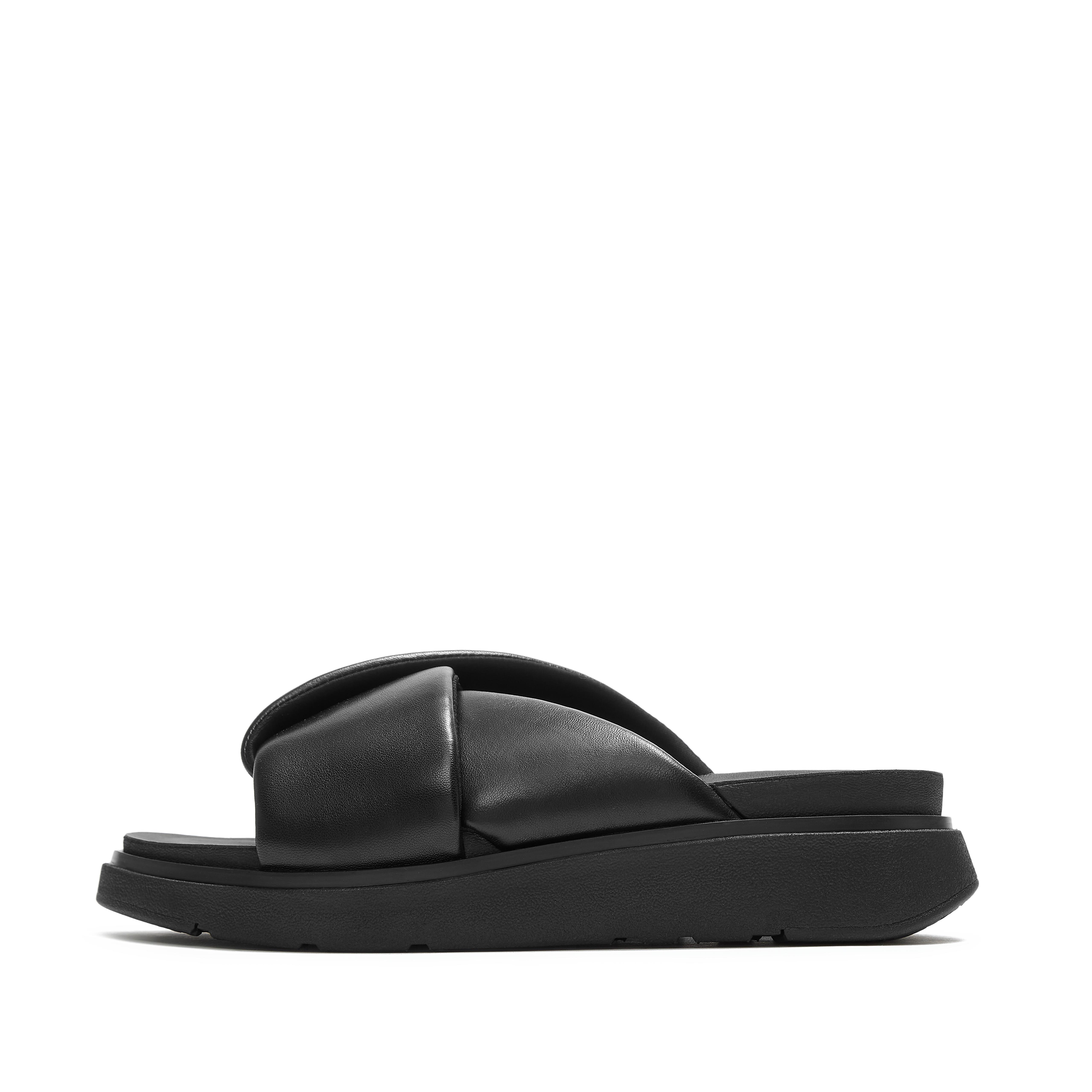 FitFlop GEN-FF Folded-Leather Slides - All Black