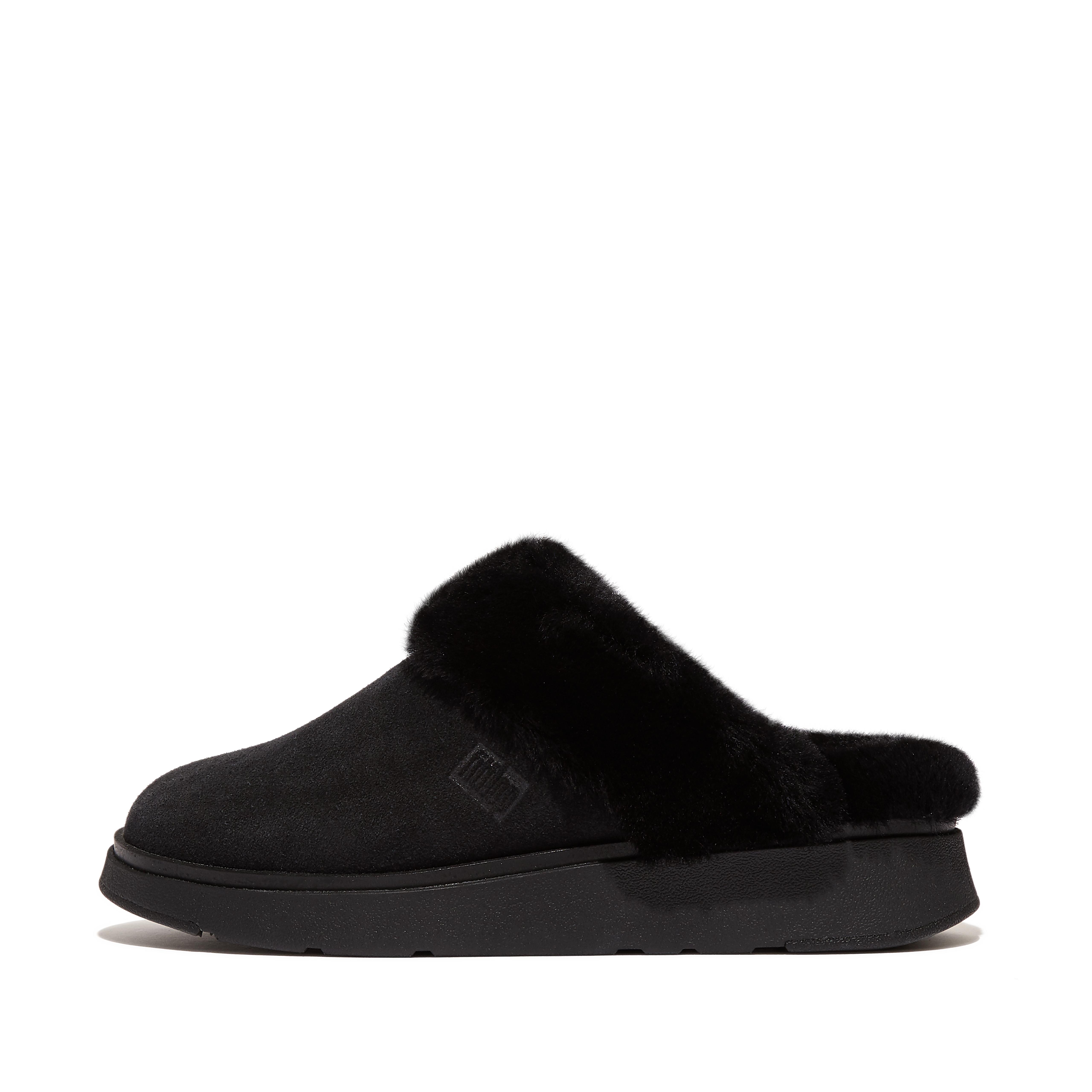 FitFlop GEN-FF Shearling Suede Slippers - All Black