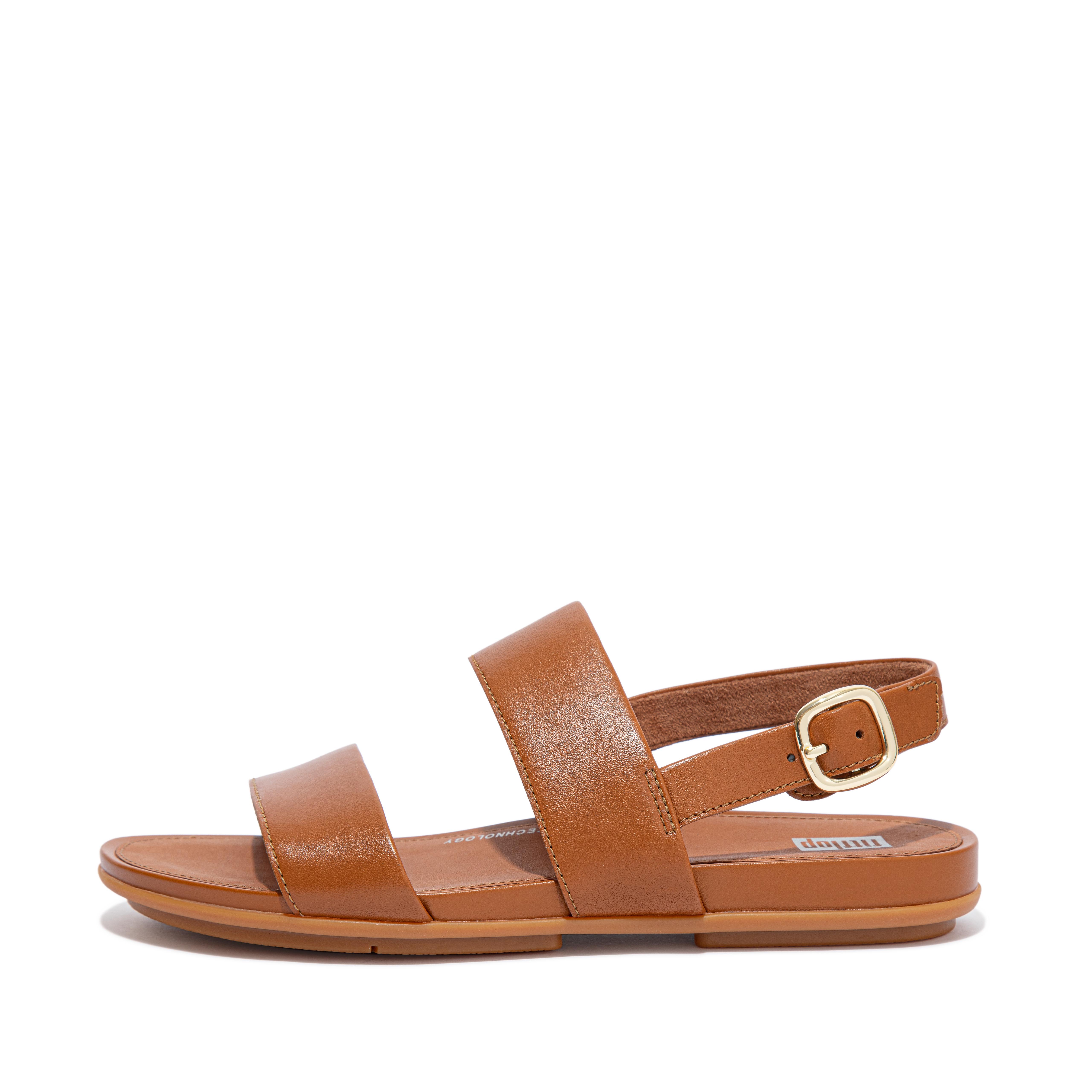FitFlop GRACIE Leather Back-Strap Sandals - Light Tan