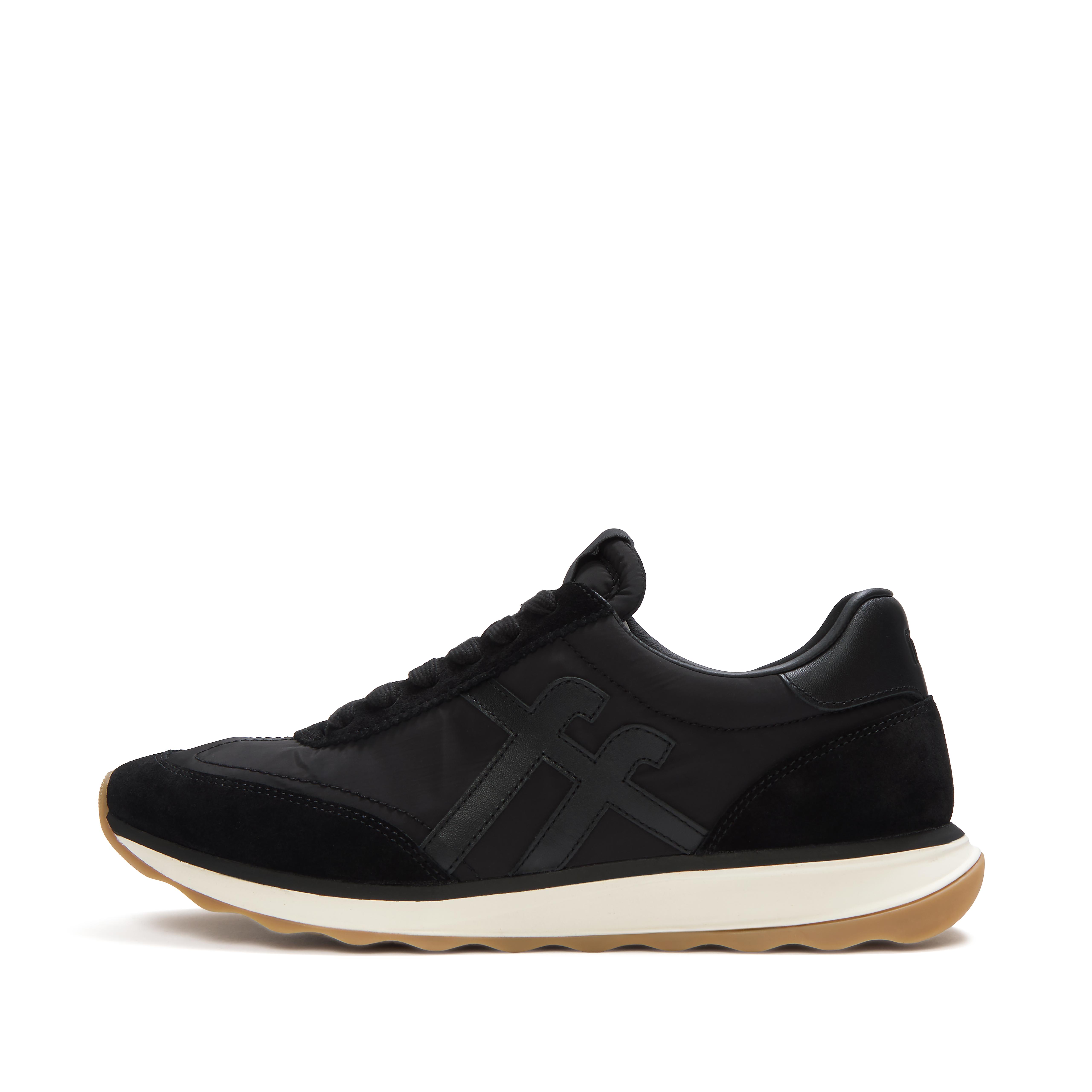 FitFlop RETRO-Q FF Mens Fabric/Suede Trainers - Black