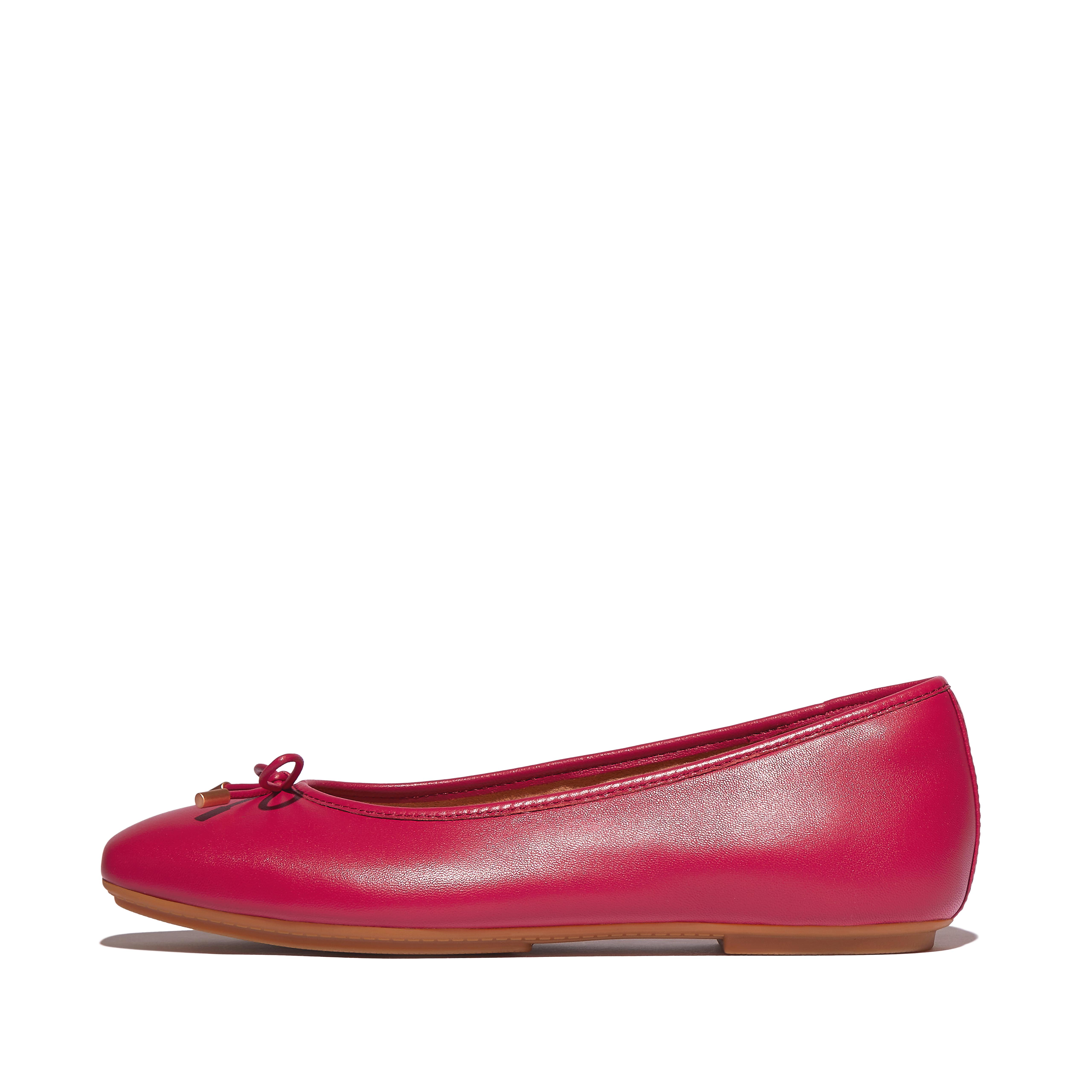 FitFlop DELICATO Bow Soft Leather Ballerinas - Redberry
