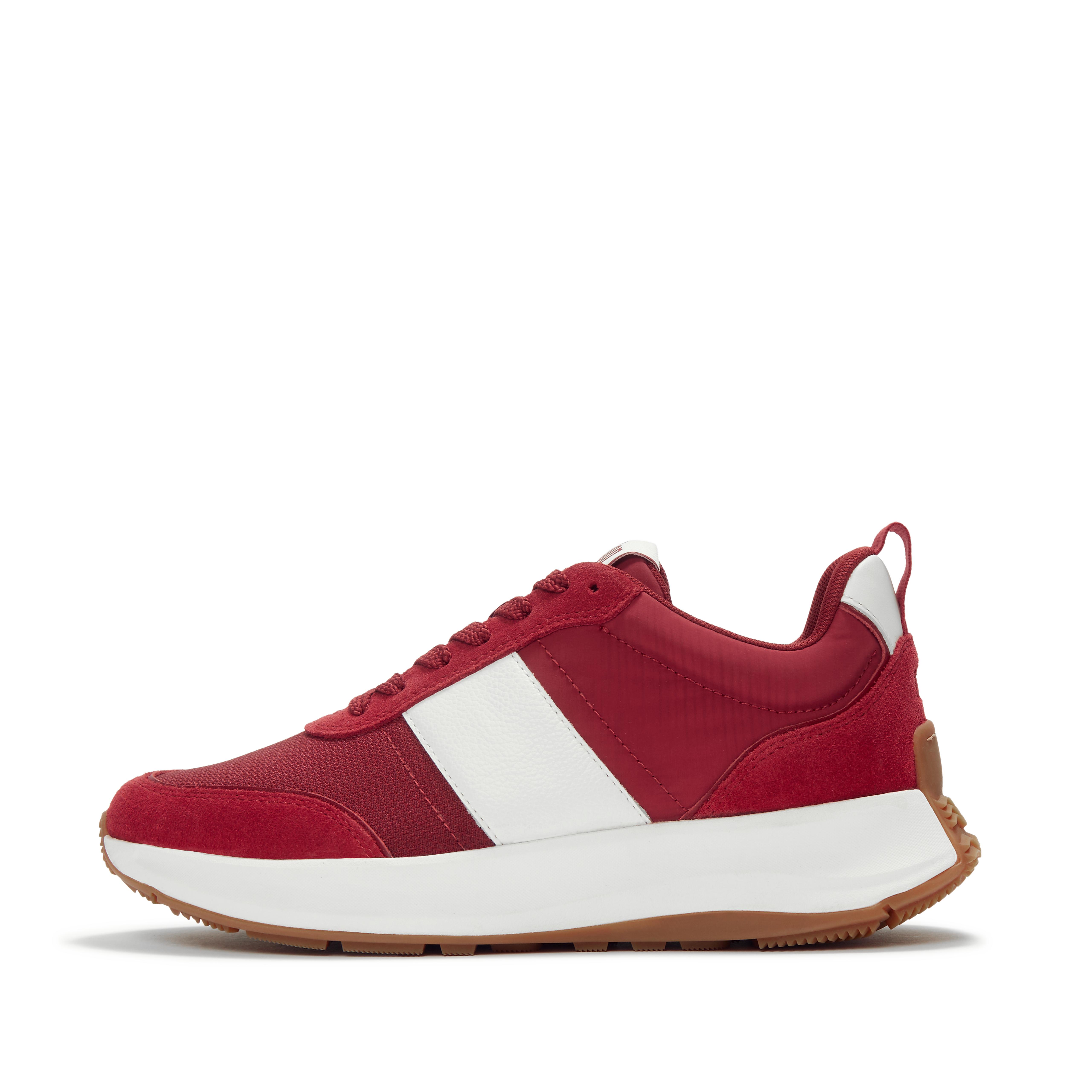 FitFlop F-MODE Flow Fabric/Suede Sneakers - Berry