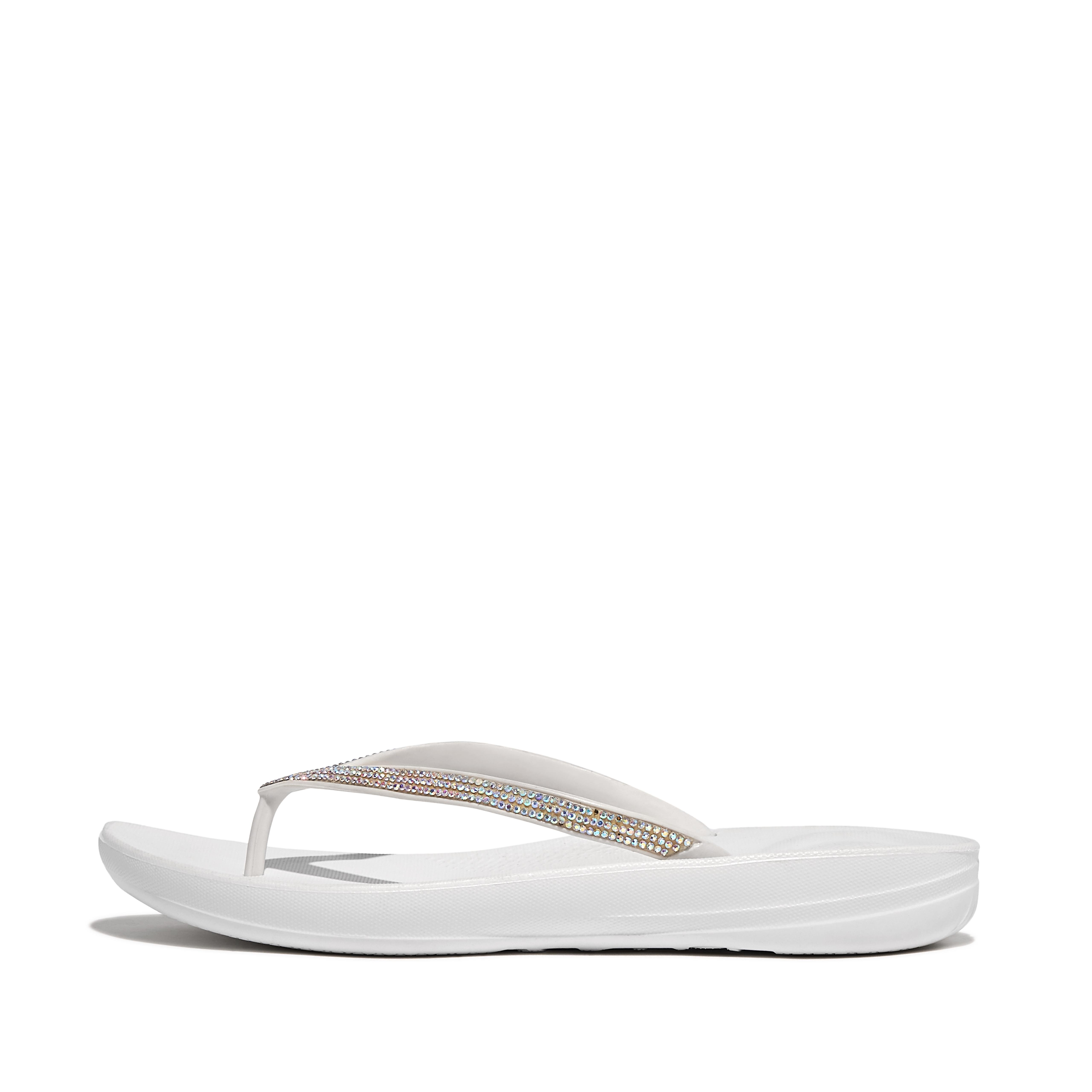 FitFlop iQUSHION Sparkle Ergonomic Flip-Flops - Urban White