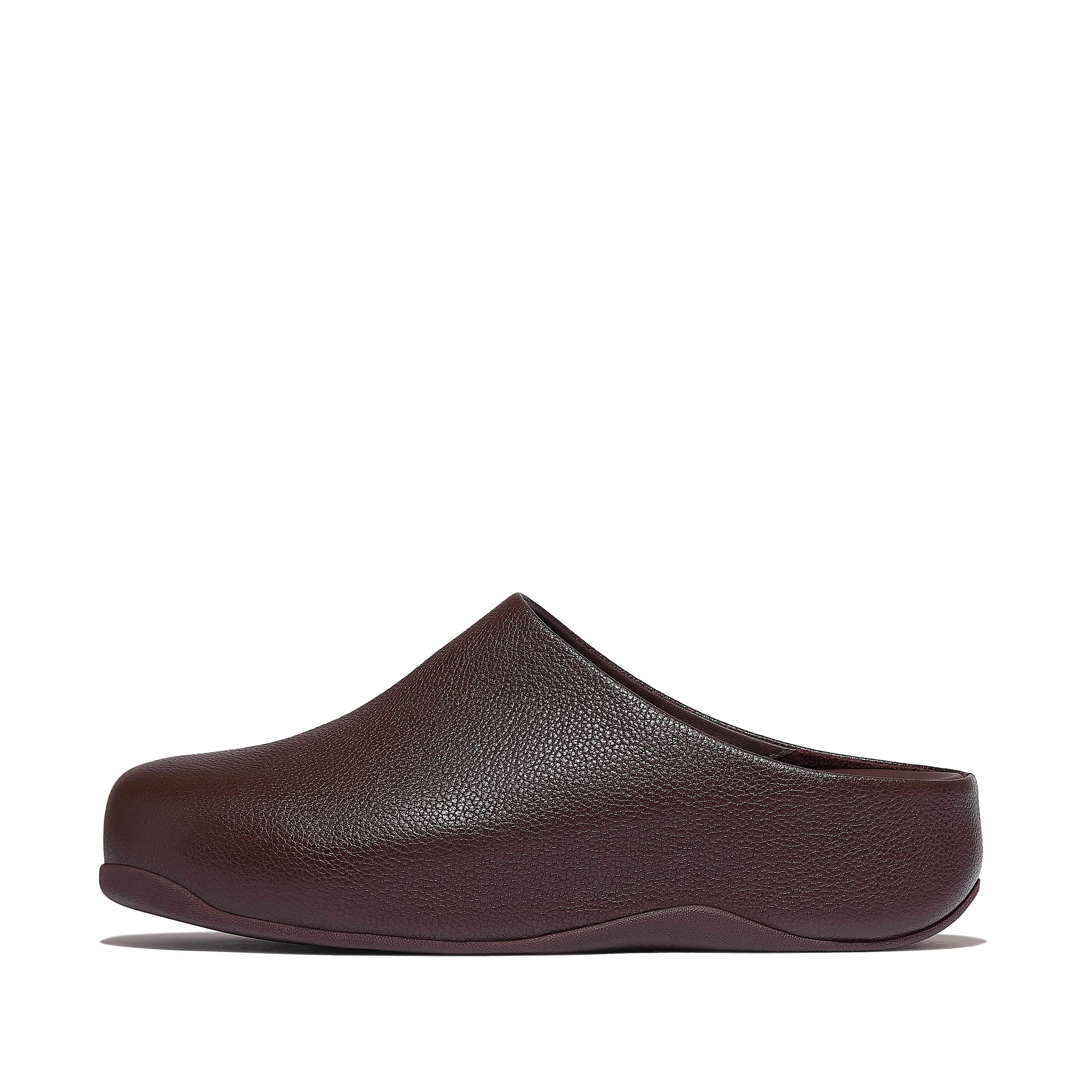 FitFlop SHUV Tumbled-Leather Clogs - Brown Mix