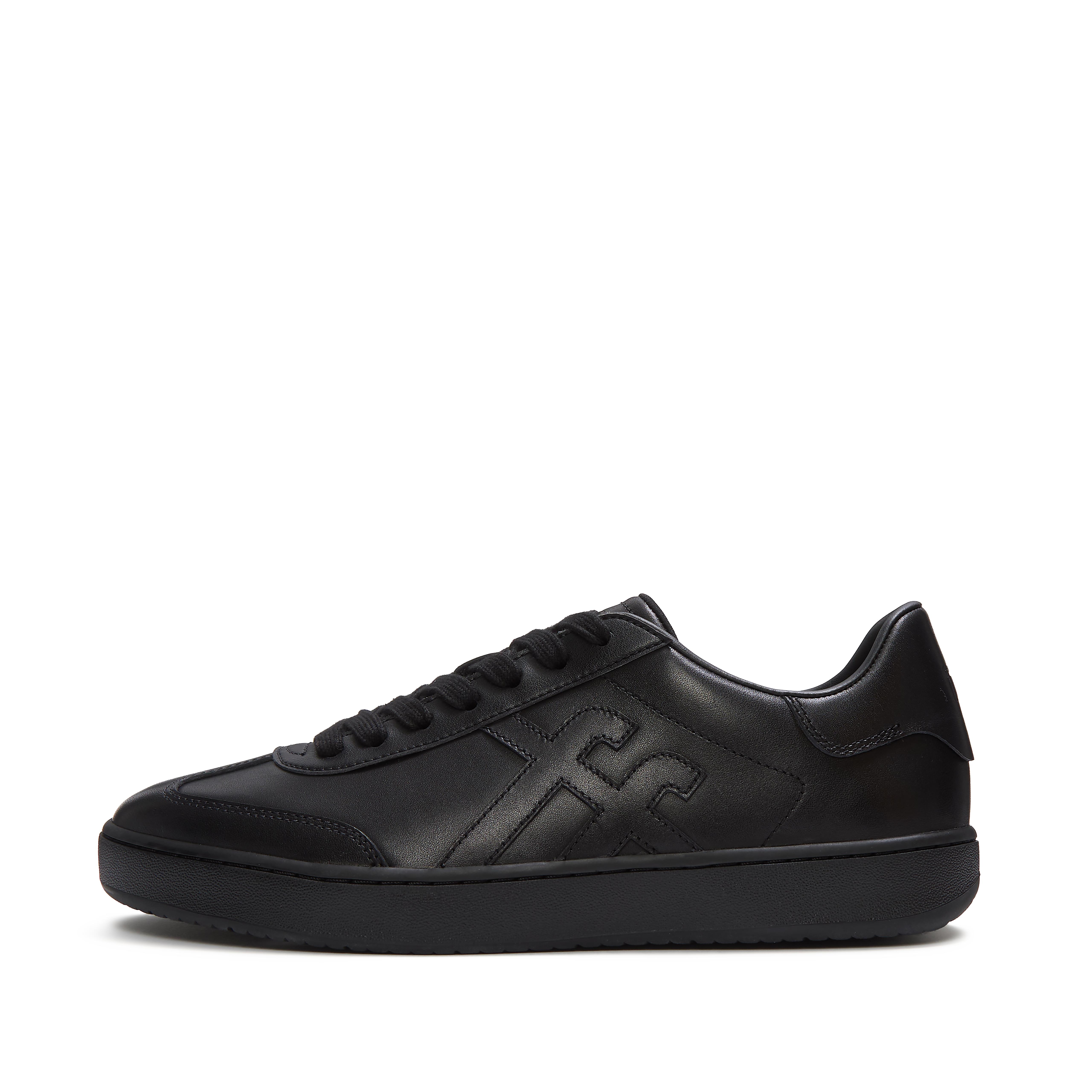 FitFlop THE DASH FF Mens T-Toe Leather Sneakers - All Black