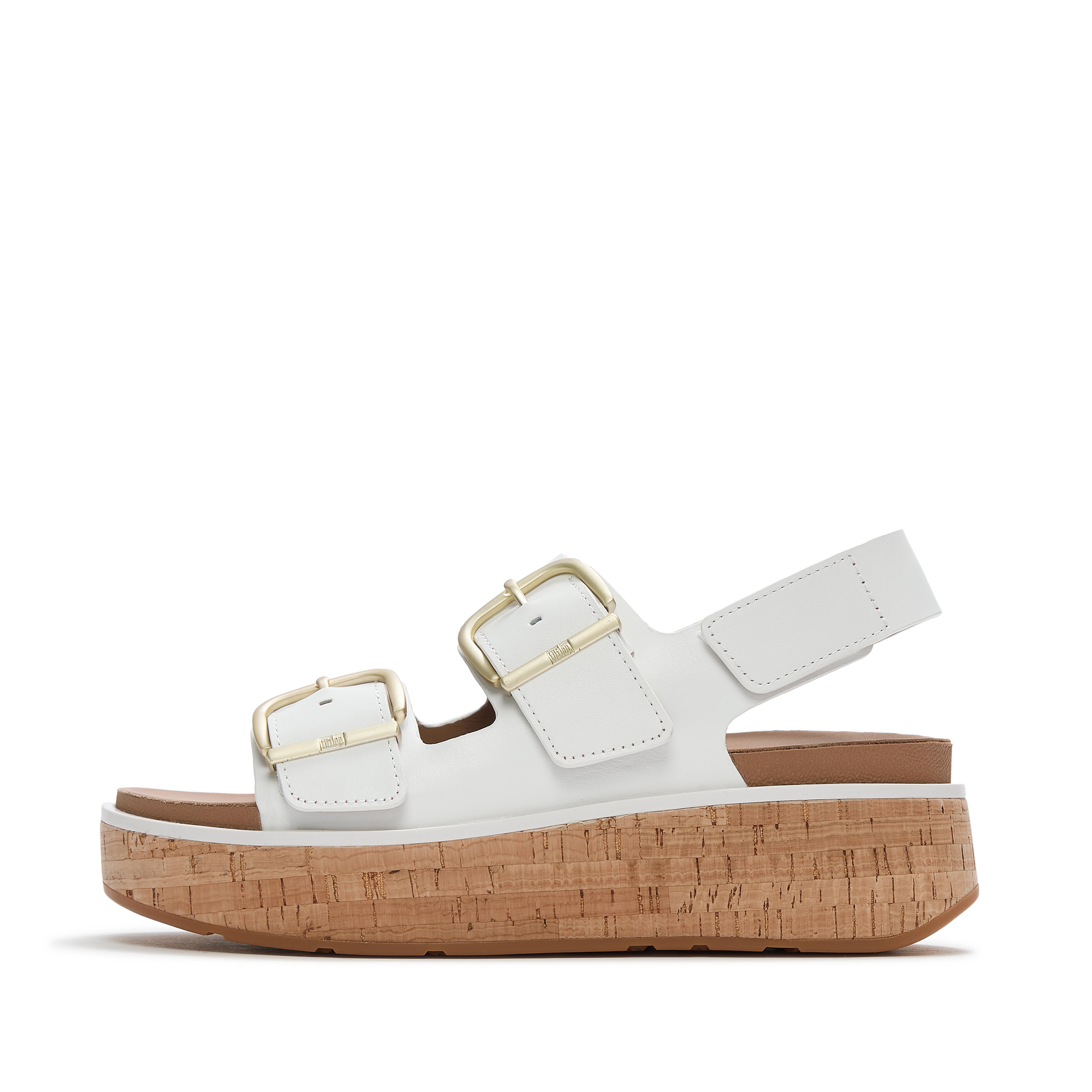 FitFlop GEN-FF Max Buckle Leather/Cork Back-Strap Sandals - Urban White