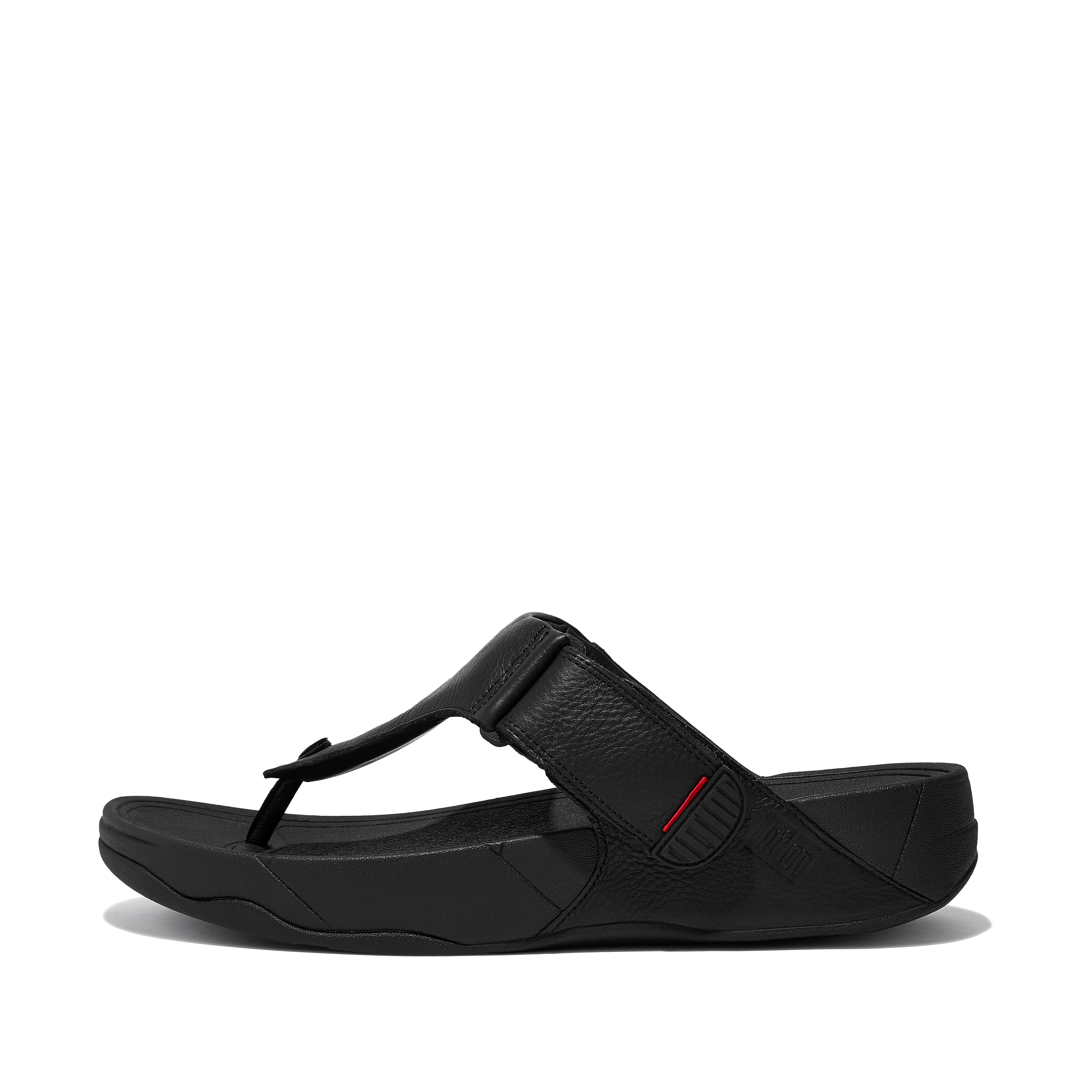 FitFlop TRAKK II Mens Leather Toe-Post Sandals - All Black