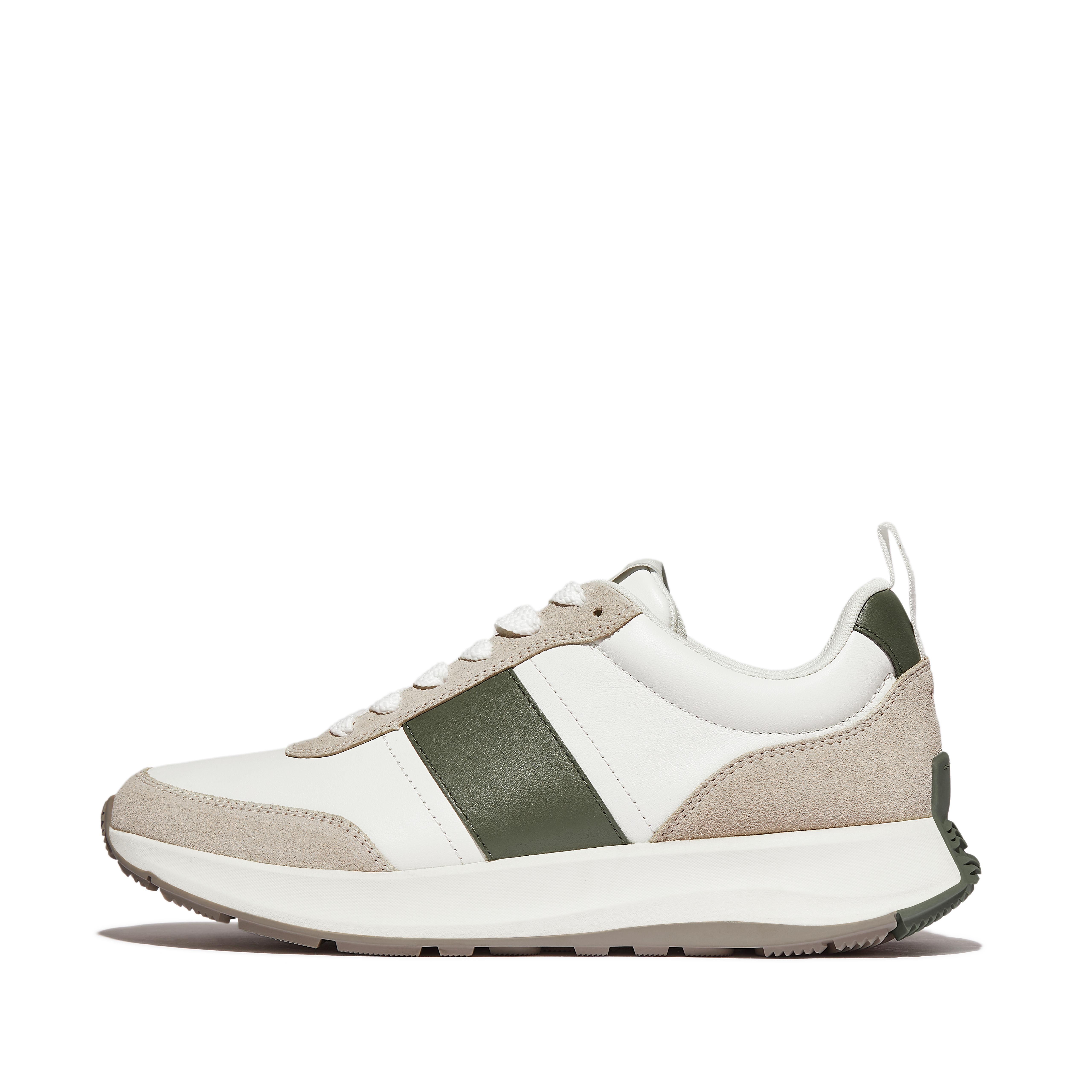 FitFlop F-MODE Flow Mens Leather/Suede Sneakers - Khaki