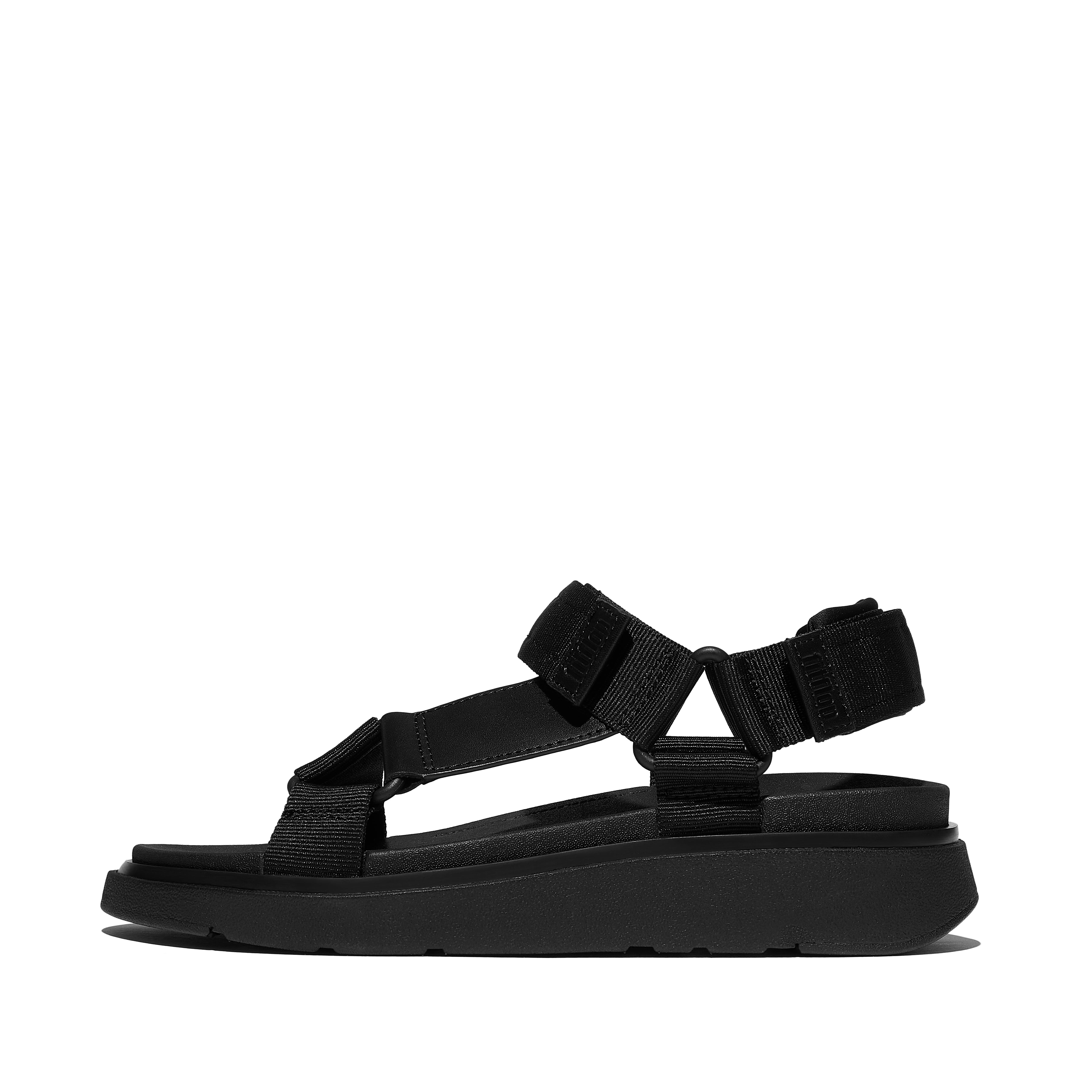 FitFlop GEN-FF Adjustable Webbing/Leather Back-Strap Sandals - All Black