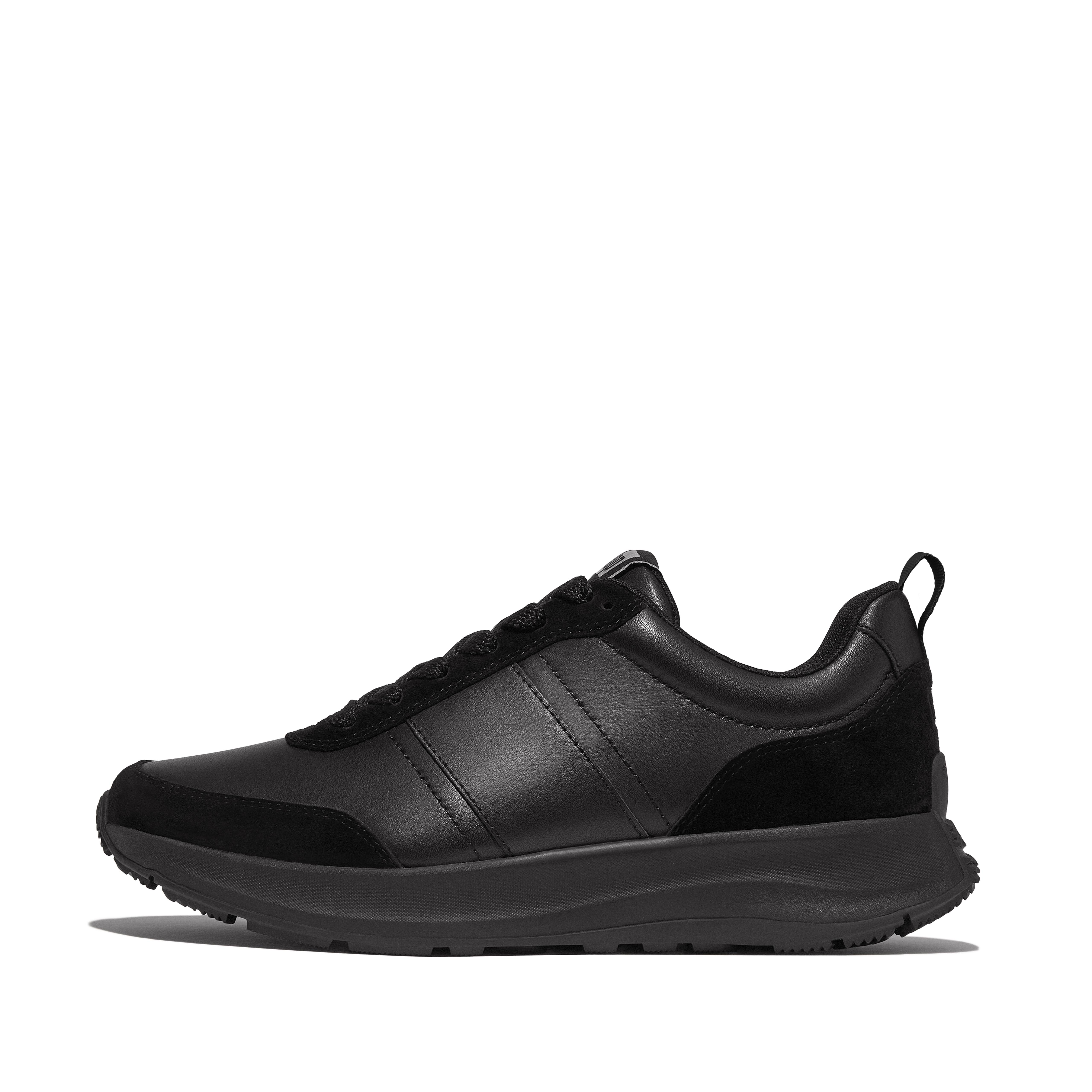 FitFlop F-MODE Flow Mens Leather/Suede Sneakers - All Black