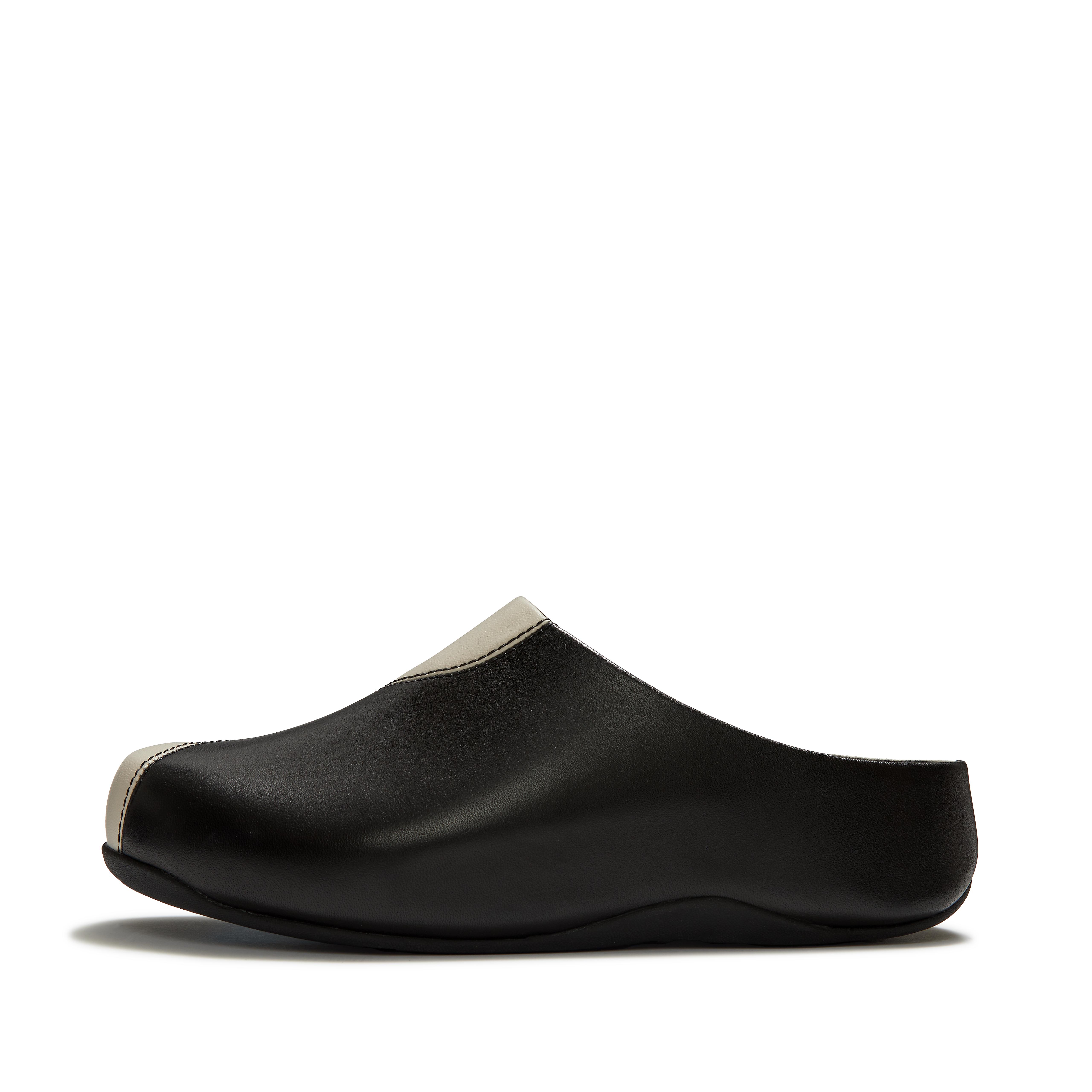 FitFlop SHUV Leather Mules - Black/Beige