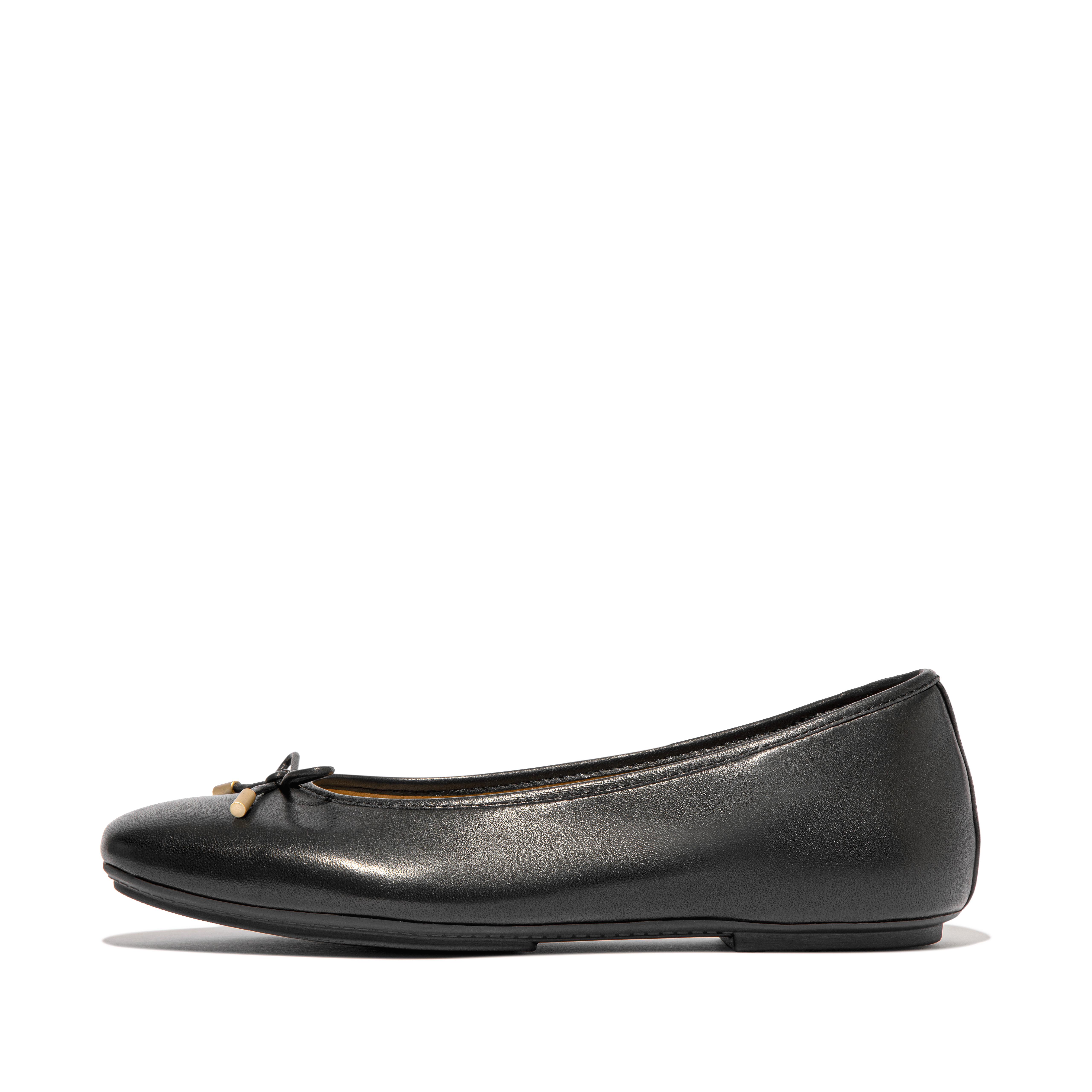 FitFlop DELICATO Bow Soft Leather Ballerinas - Black