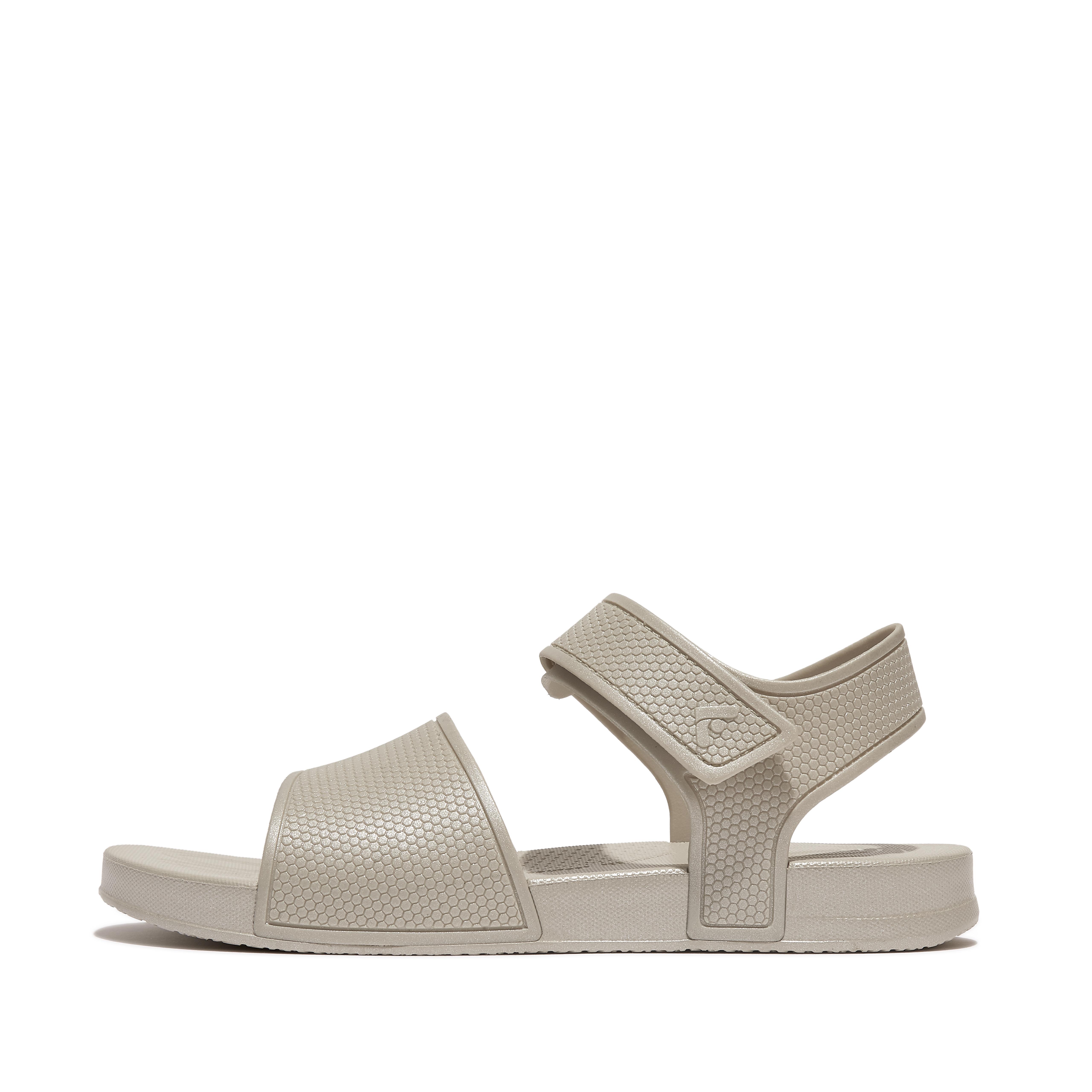 FitFlop iQUSHION KIDS Junior Shimmer Ergonomic Back-Strap Sandals - Silver