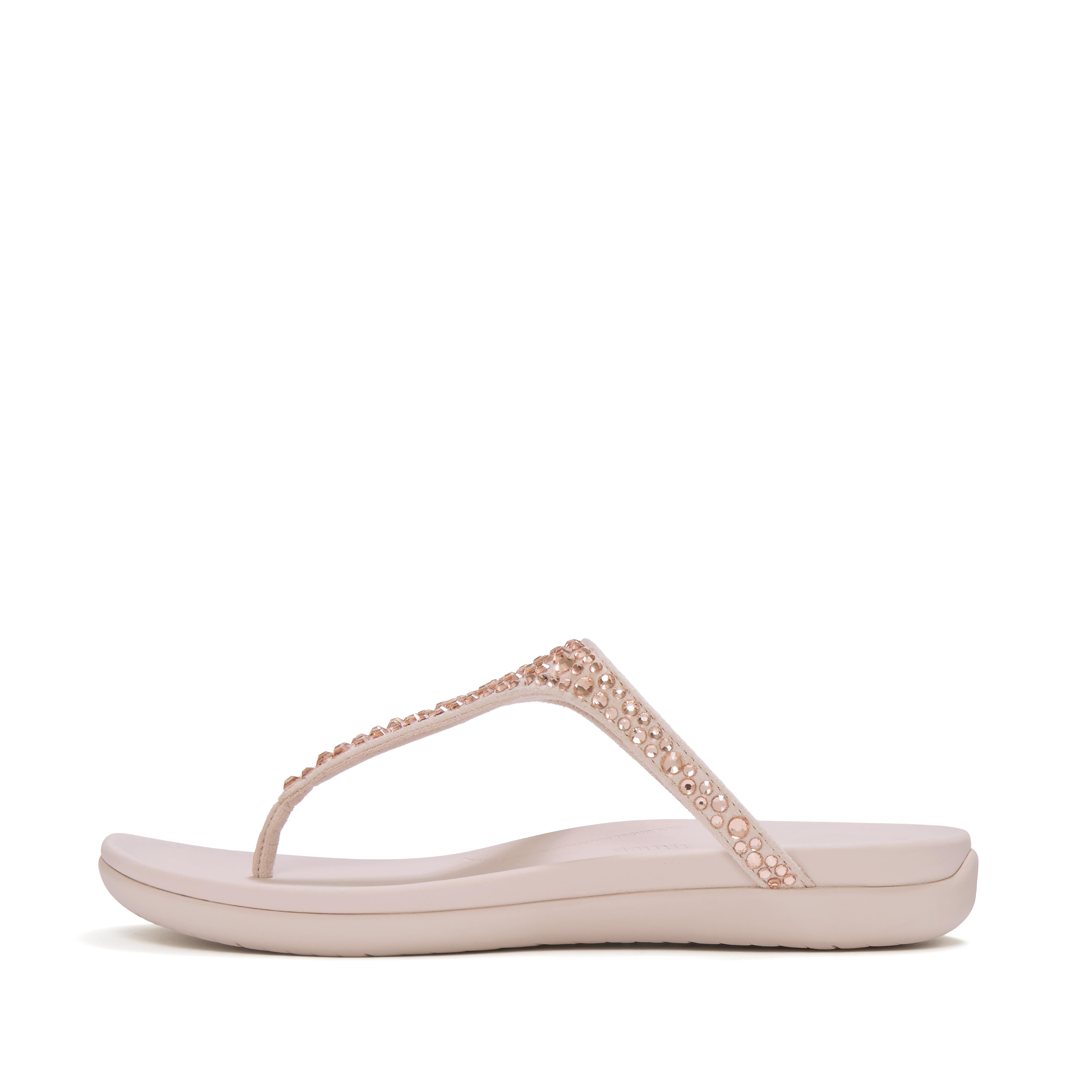 FitFlop SOLAY Mixed-Crystal Toe-Post Sandals - Warm Rose