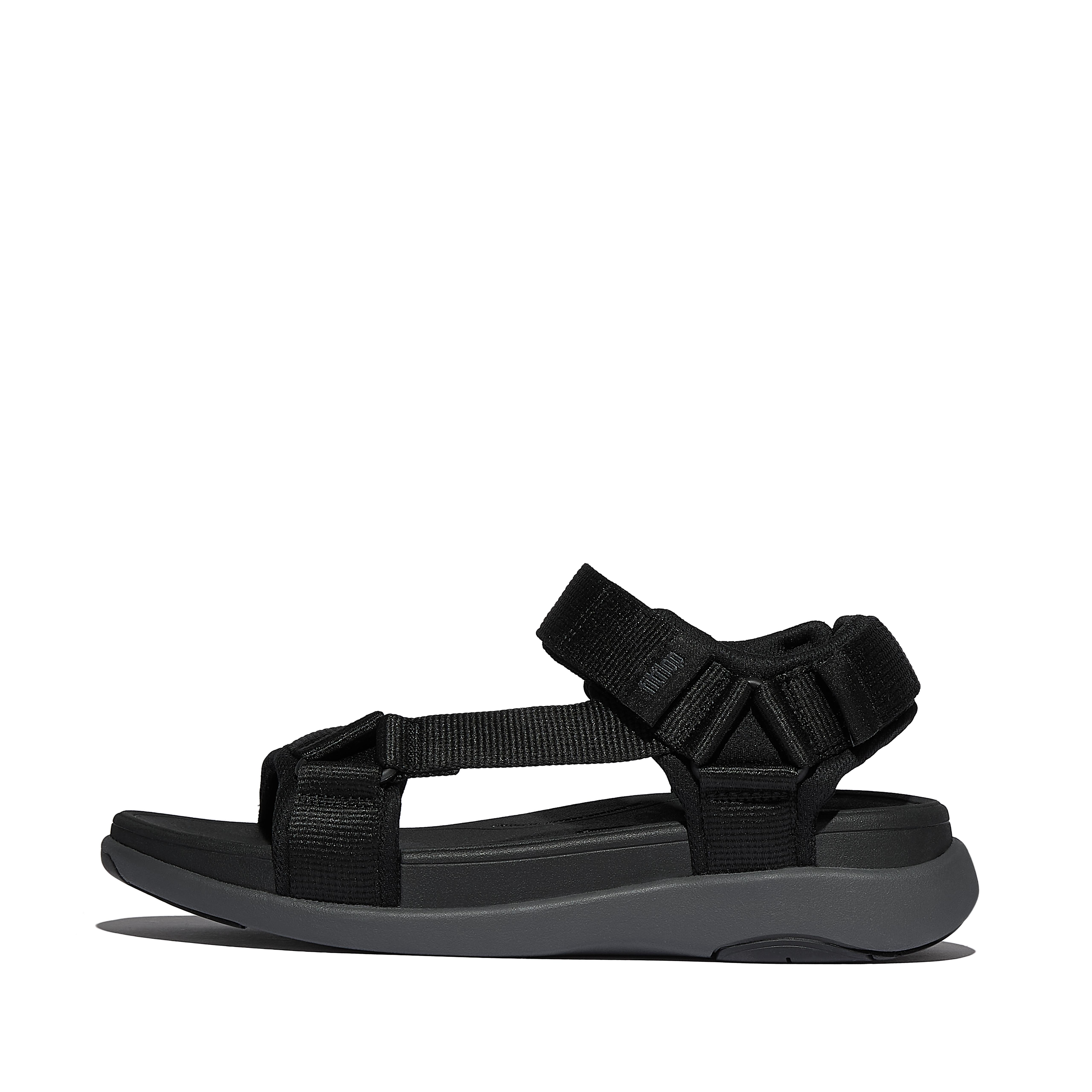 FitFlop F-MODE Go Mens Adjustable Webbing Back-Strap Sandals - Black Mix