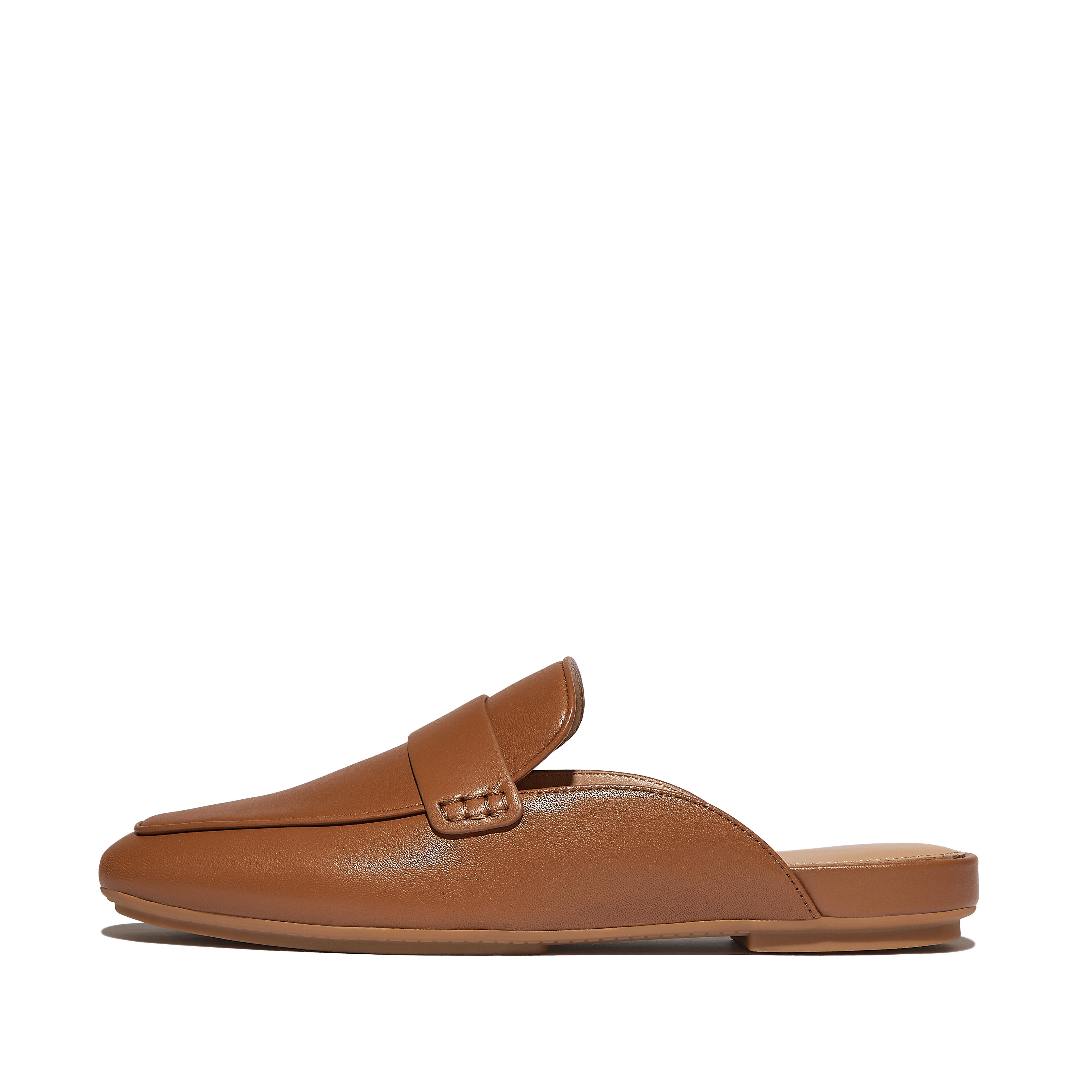 FitFlop DELICATO Soft Leather Mules - Deep tan
