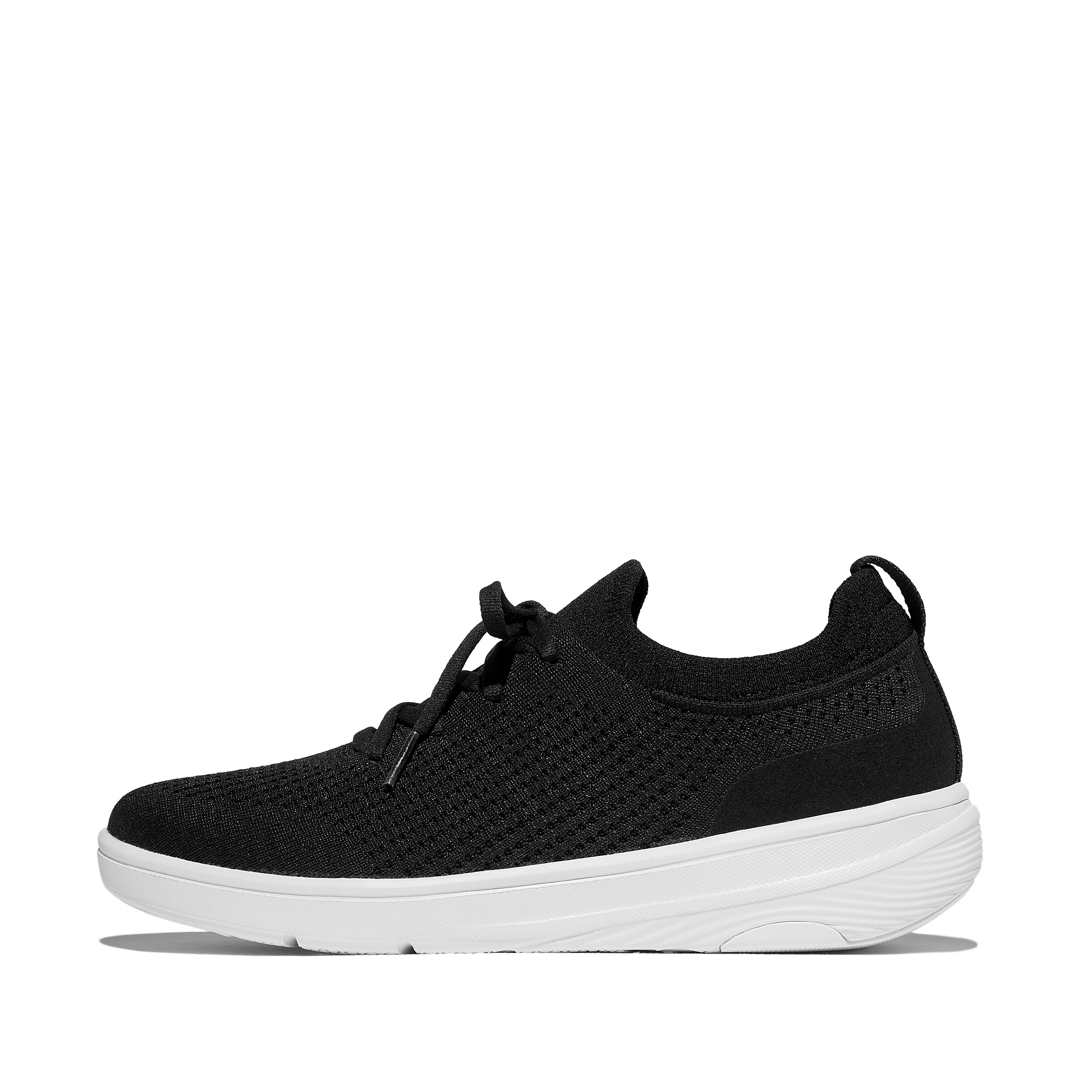 FitFlop SUPER-Q Knit Slip-On Laced Sneakers - Black