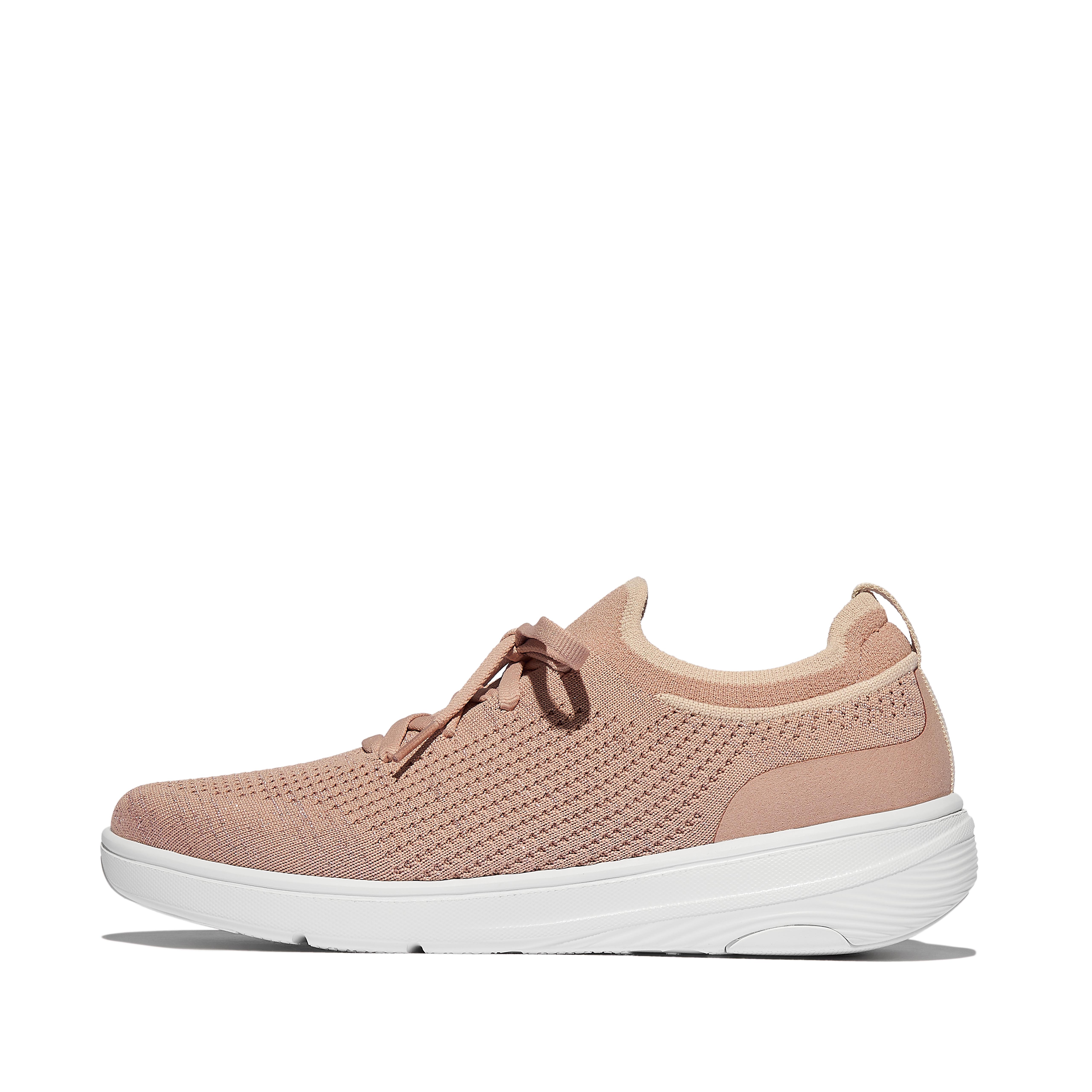 FitFlop SUPER-Q Knit Slip-On Laced Sneakers - Beige Buff