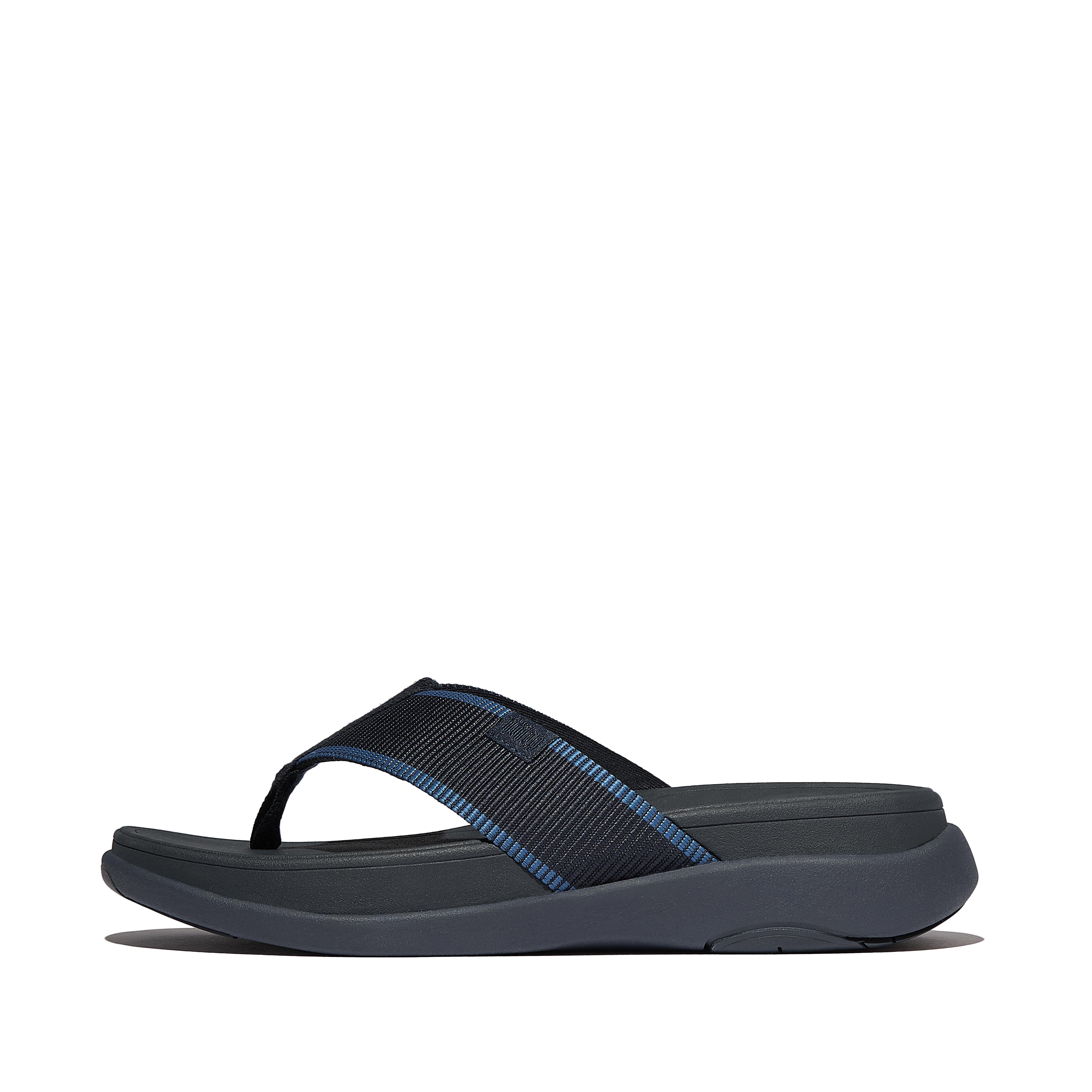 FitFlop F-MODE GO Mens Water-Resistant Webbing Toe-Post Sandals - Navy Mix